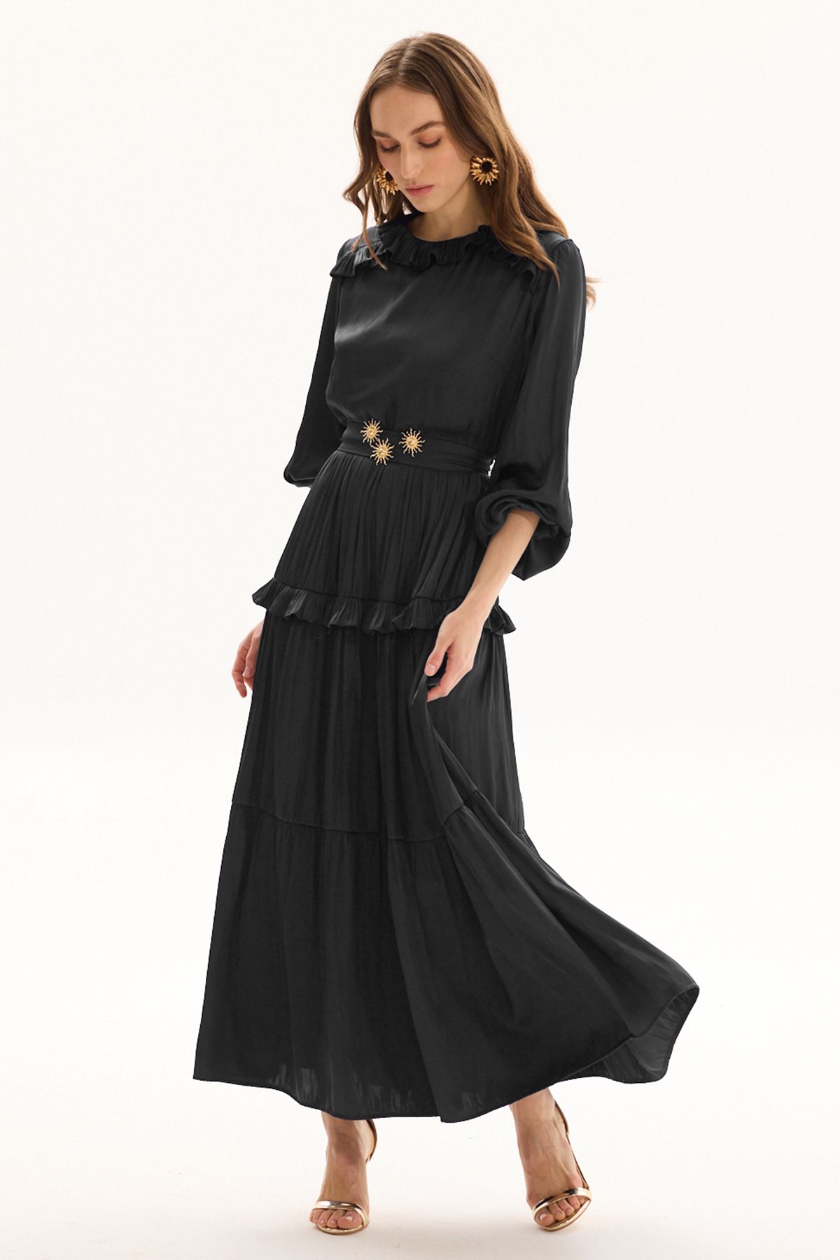 Missemramiss Shıny Rufle Elbise 4800 Siyah