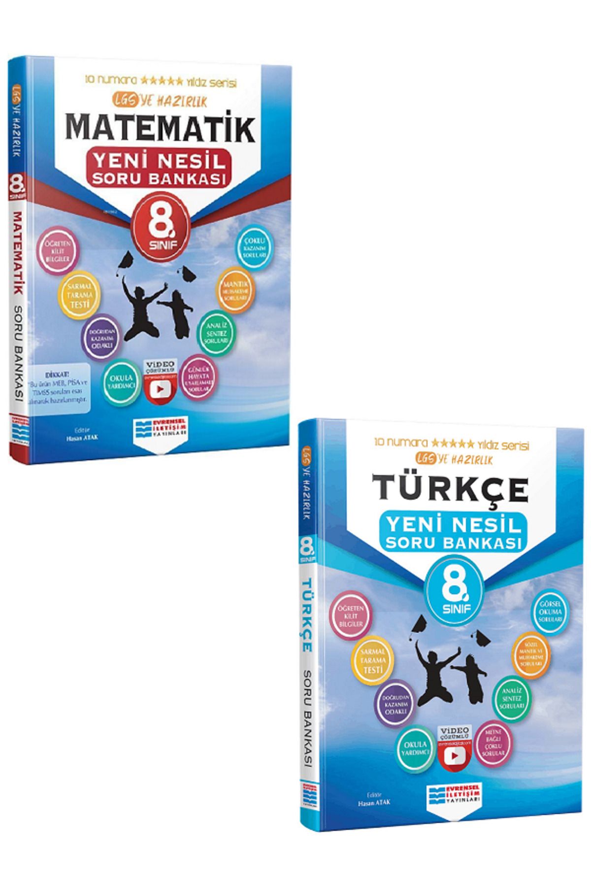 Evrensel İletişim Yayınları 8.Sınıf Evrensel İletişim Matematik + Türkçe Soru Bankaları / Öğreten Kilit Bilgiler - 2 KİTAP SET
