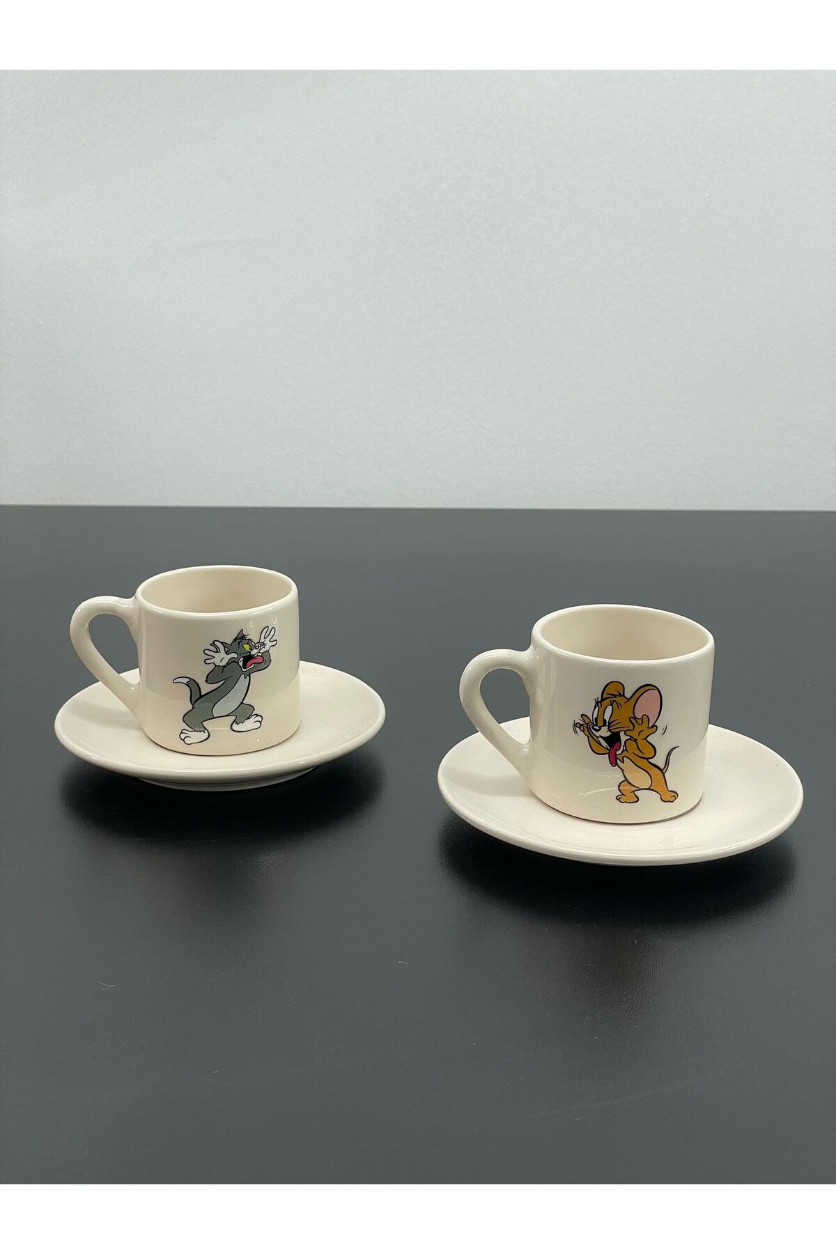 YzHome 2 Kişilik Seramik Kahve Fincan Takımı Seti 90ml Tom ve Jerry