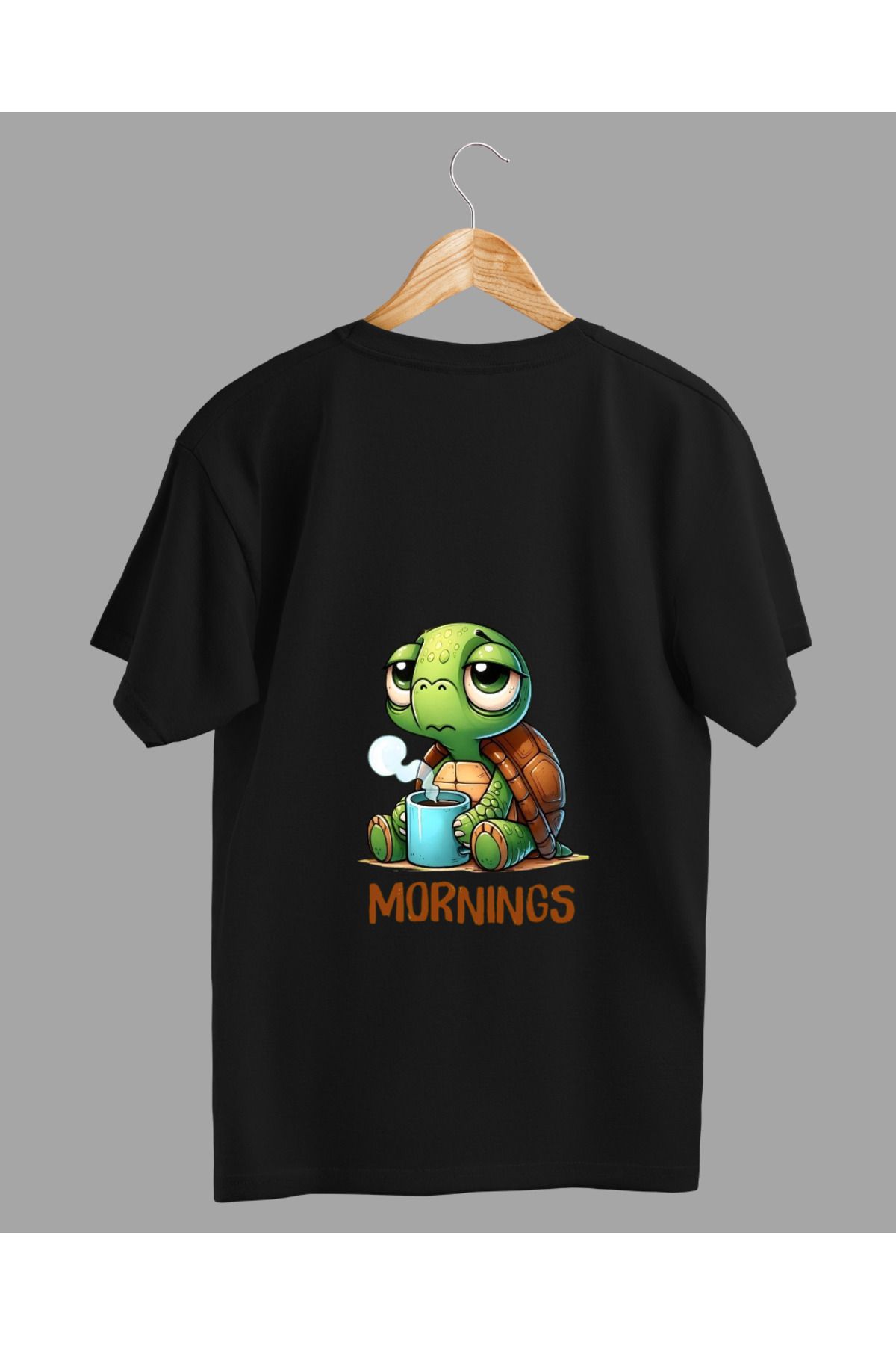 Ebiidesign Morning Kaplumbağa Tasarımlı Baskılı T-Shirt