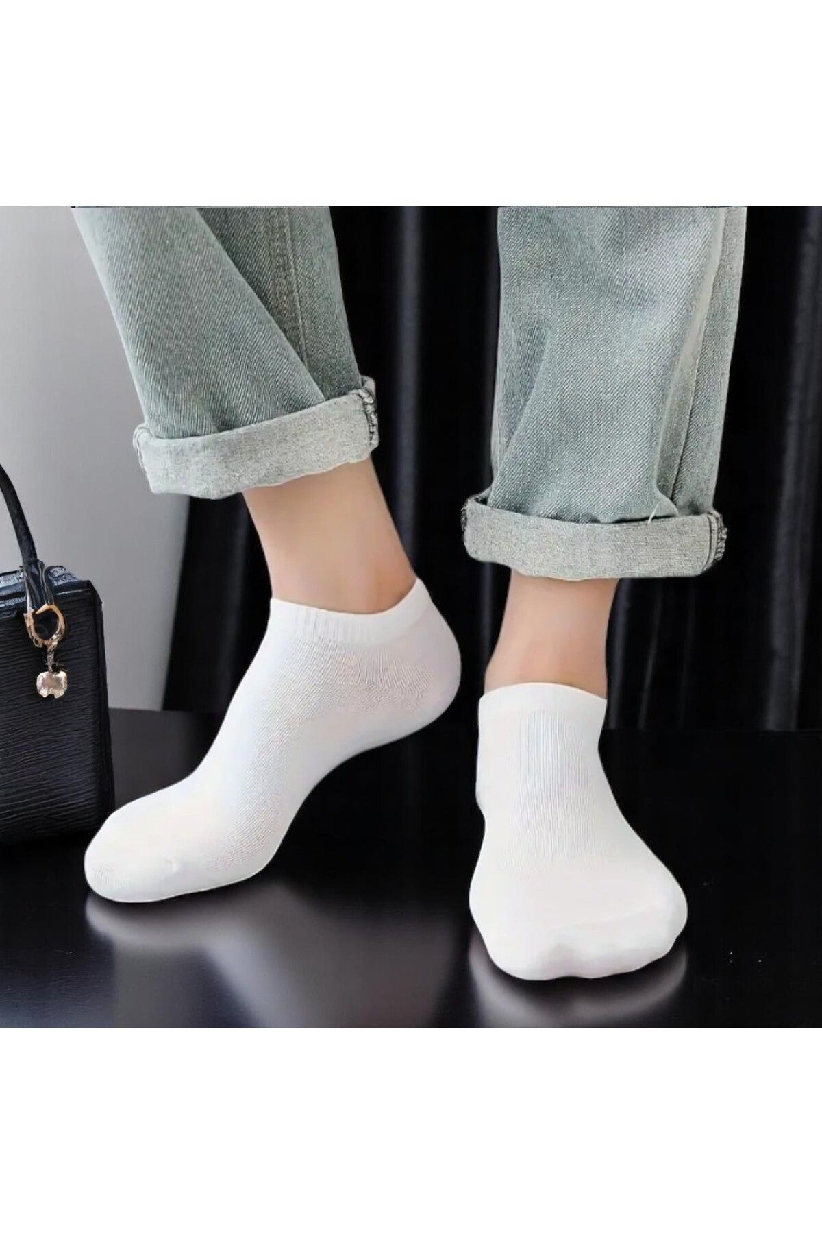 SOSYETEZGAHI Beyaz Erkek Sneakers Çorap 40-44 Beden 12 li Çorap