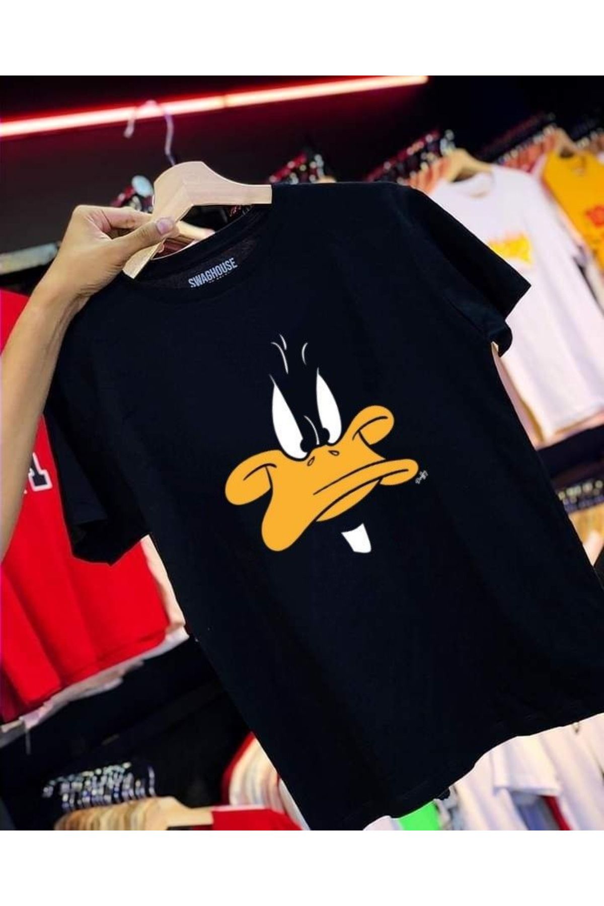aynewmoda TROVE Unisex Tişört, Erkek ve Kadın, Daffy Duck Görünümü, %100 Pamuk