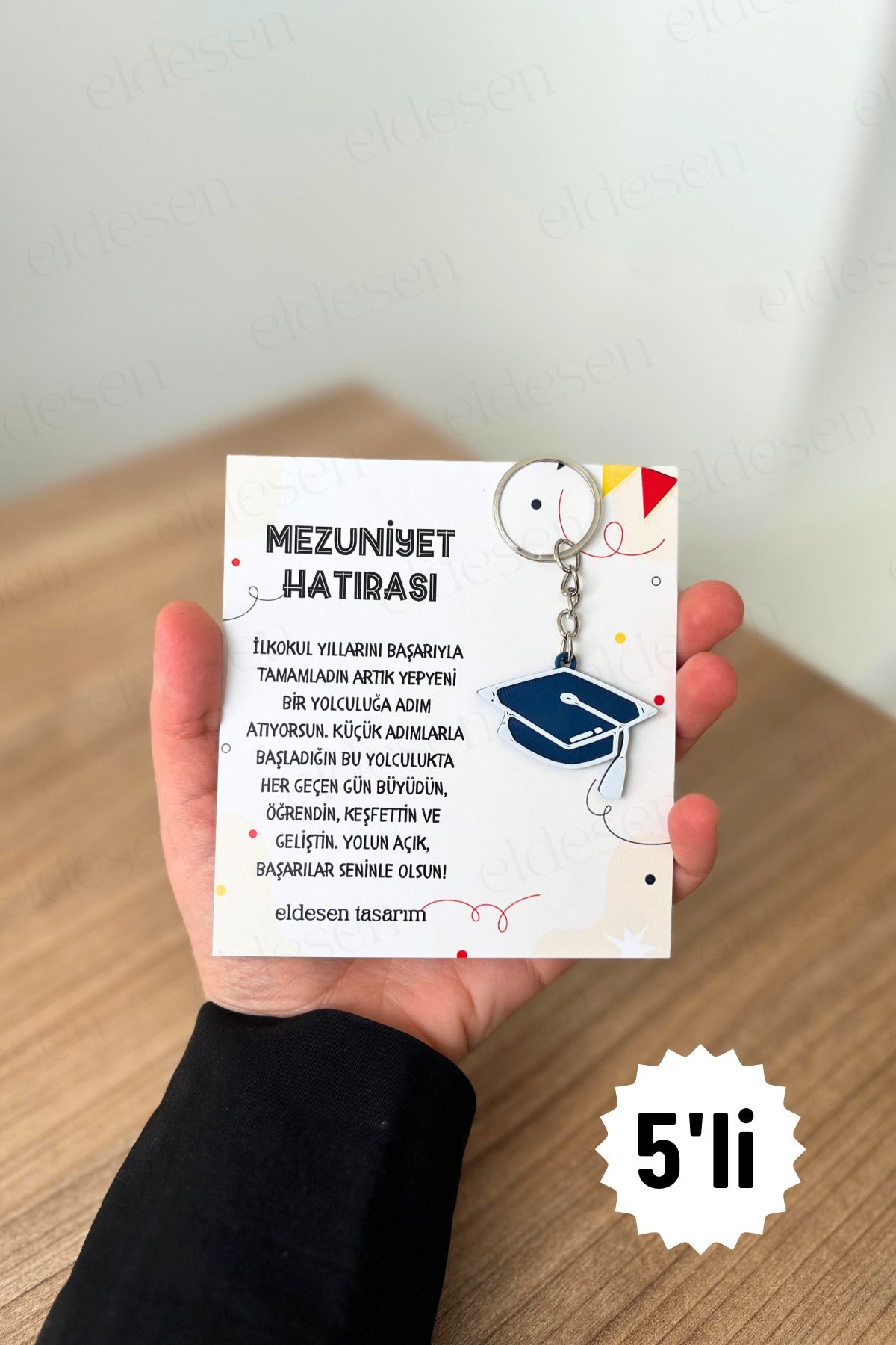 Eldesen Tasarım 5 Adet Anahtarlık Okul Mezuniyet Hediyesi Karne Hediyesi Doğum Günü Hediyesi