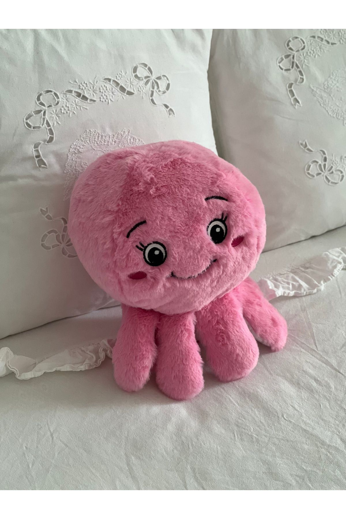 Moontoys Çocuk Sevimli Ahtapot Uyku&Oyun Arkadaşı Peluş Yastık Fuşya Pembe 25 cm