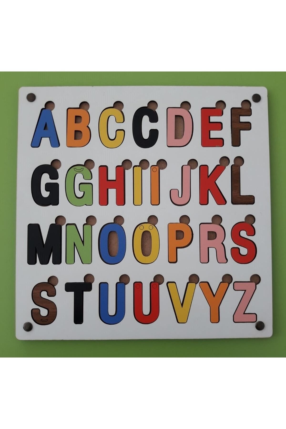 pialbatro Ahşap Bul Tak Eğitici 3d Oyuncak Harfler Bultak Yapboz Puzzle Beyaz