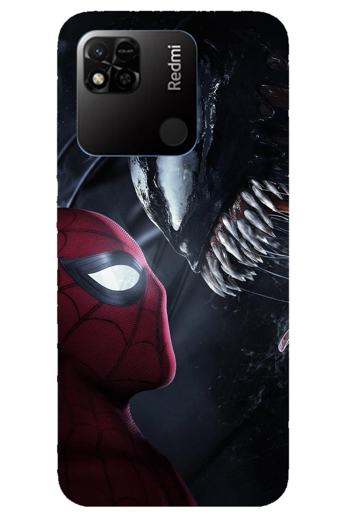 Lopard Xiaomi Redmi 10A Soyulmayan Kılıf Covers 25 Venom Örümcek Adam Siyah Kırmızı