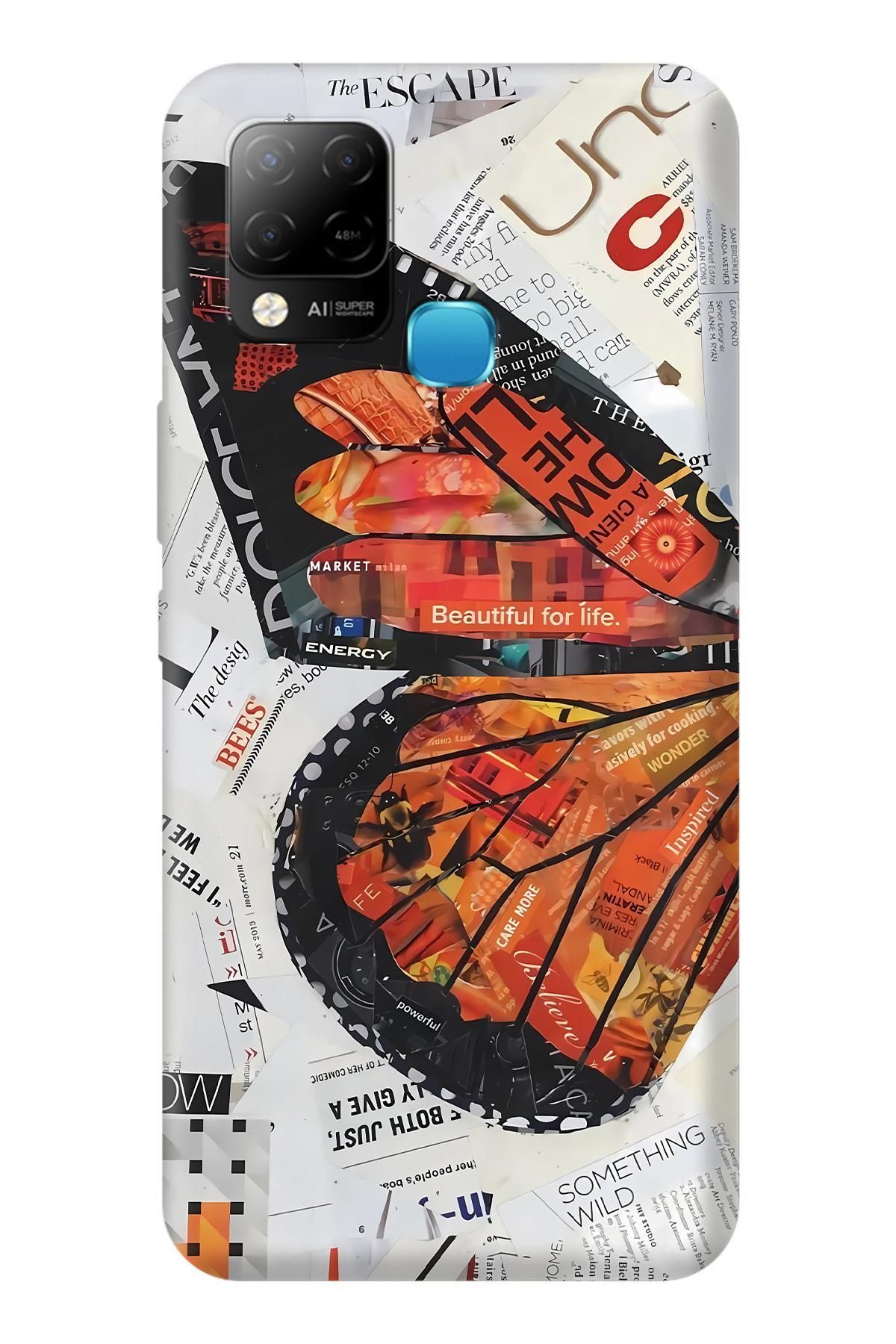 Lopard İnfinix Hot 10T Koruyucu Kapak Covers 36 Kelebek Etkisi Turuncu
