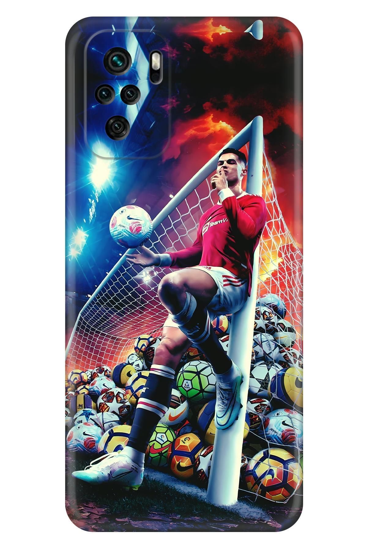 Lopard Xiaomi Poco M5S Kılıfı Kapak Covers 2 Cristiano Ronaldo Kalede Kırmızı