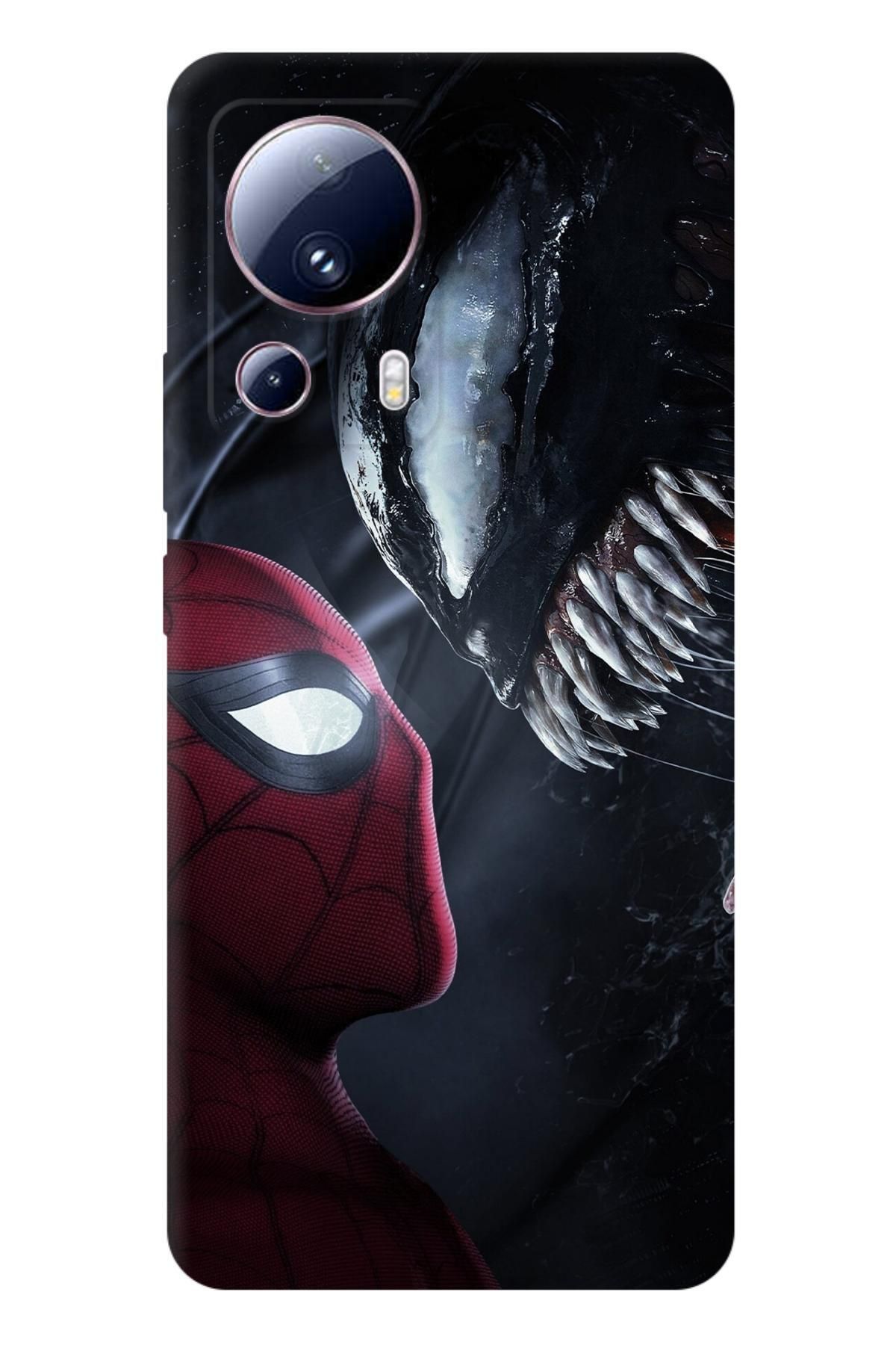 Lopard Xiaomi Mi 13 Lite Soyulmayan Kılıf Covers 25 Venom Örümcek Adam Siyah Kırmızı