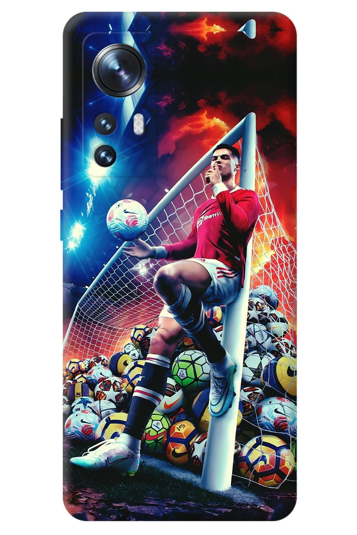 Lopard Xiaomi Mi 12 Kılıfı Kapak Covers 2 Cristiano Ronaldo Kalede Kırmızı