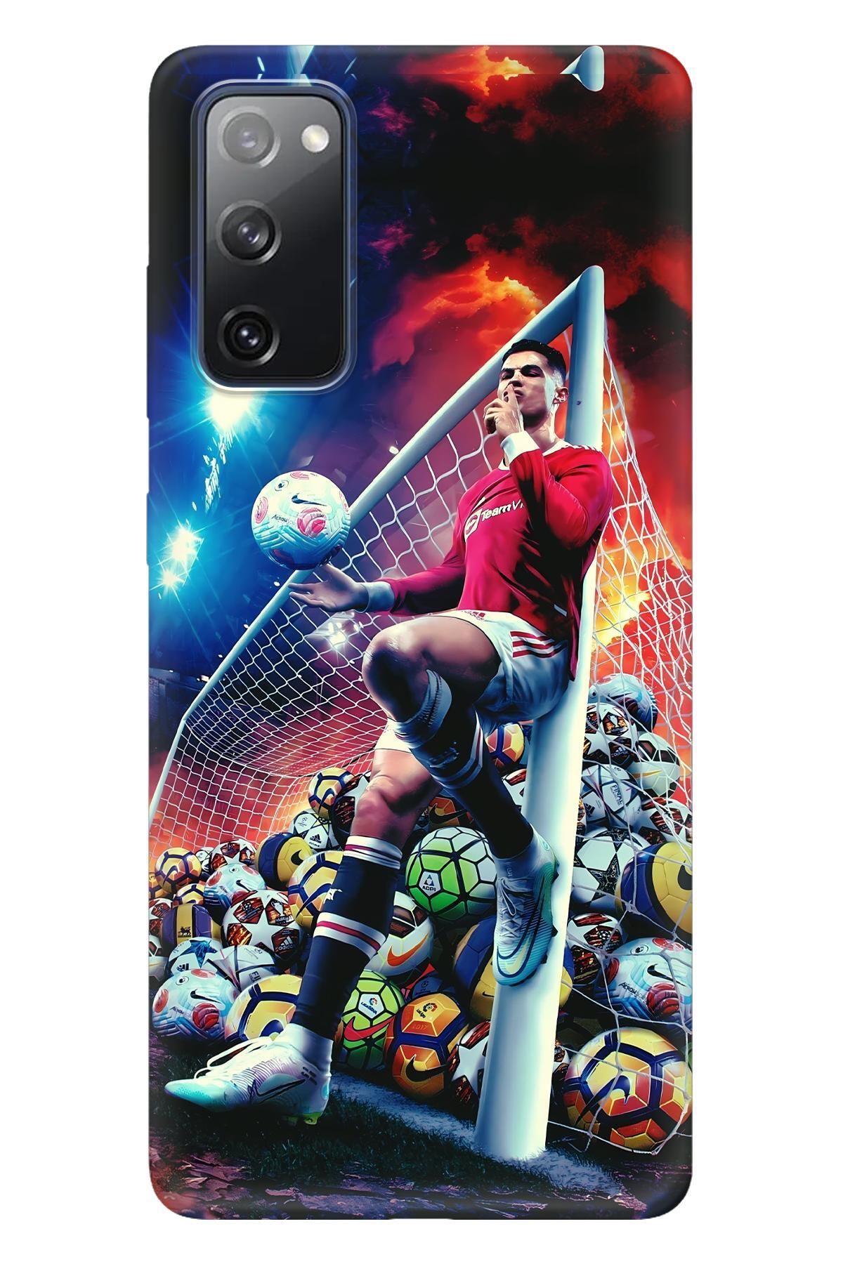 Lopard Samsung Galaxy S20 Kılıfı Kapak Covers 2 Cristiano Ronaldo Kalede Kırmızı