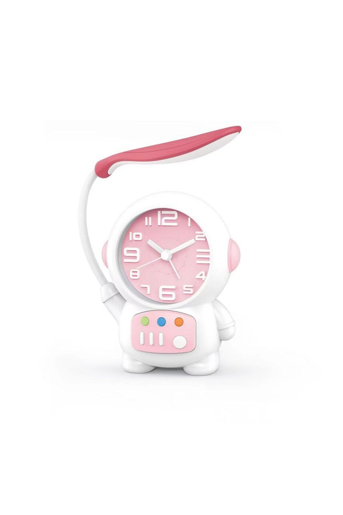 keyfimshop Usb Şarjlı Astronot Tasarımlı Masa Lambası Saat Pembe