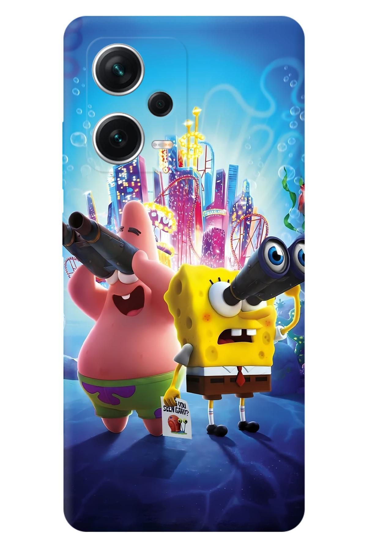 Lopard Xiaomi Redmi Note 12 5G Parlak Kılıf Covers 18 Sünger Bob Duvar Kağıdı Sarı