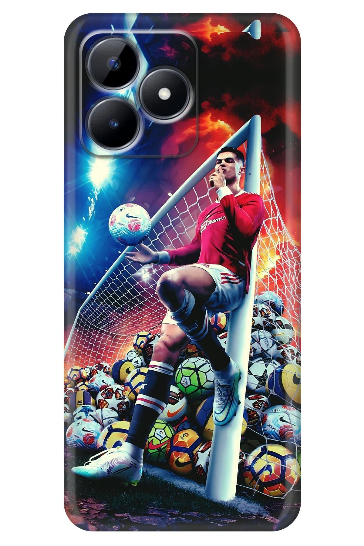 Lopard Realme Note 50 Kılıfı Kapak Covers 2 Cristiano Ronaldo Kalede Kırmızı
