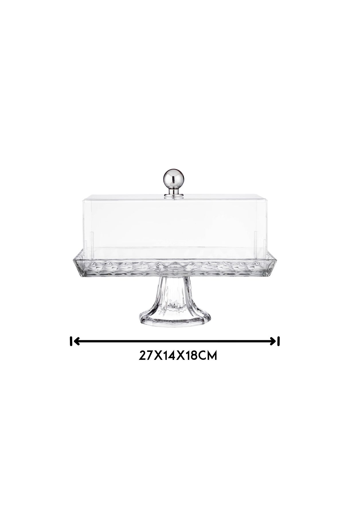 ABAREEK-Glass serving platter with base for sweets, fruits and nuts, multi-purpose, clear rectangular shape with acrylic cover 4