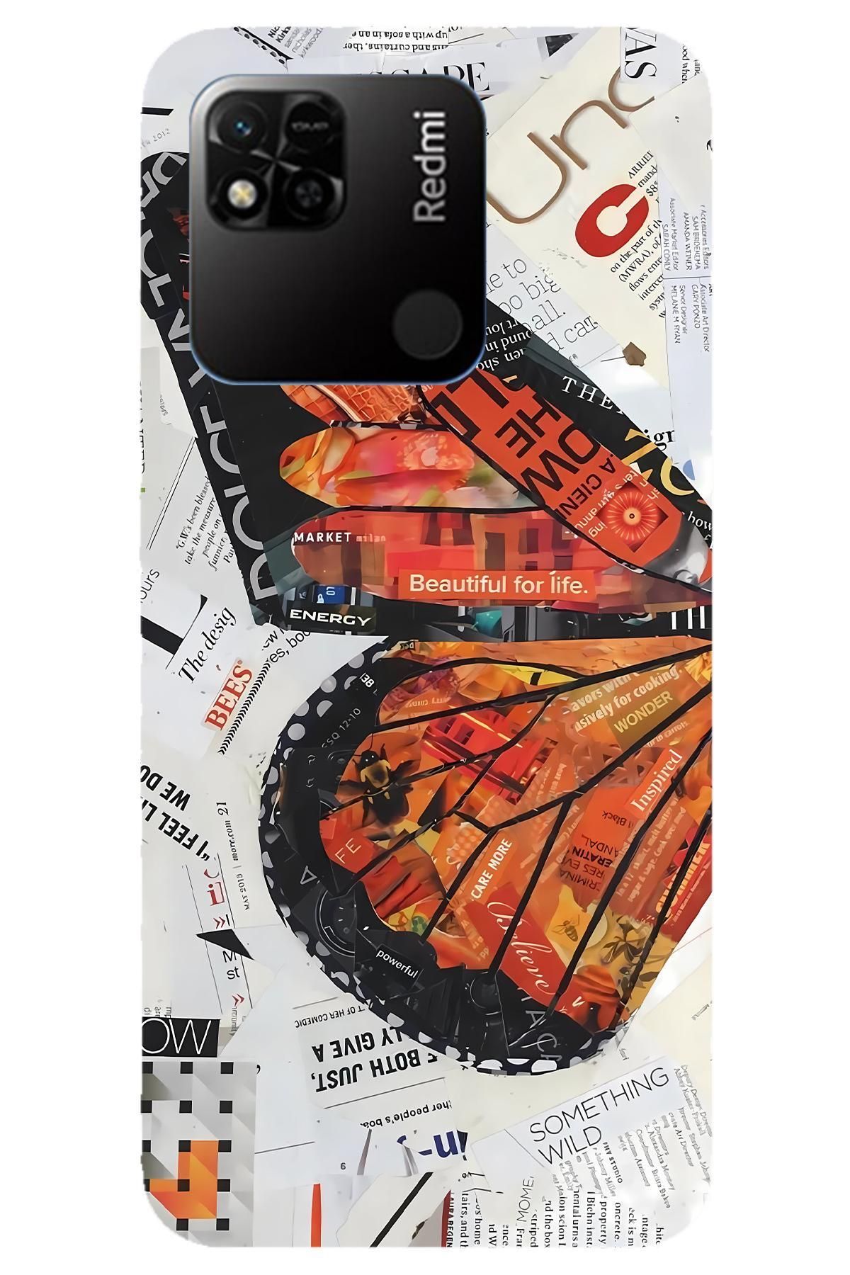 Lopard Xiaomi Redmi 10A Koruyucu Kapak Covers 36 Kelebek Etkisi Turuncu