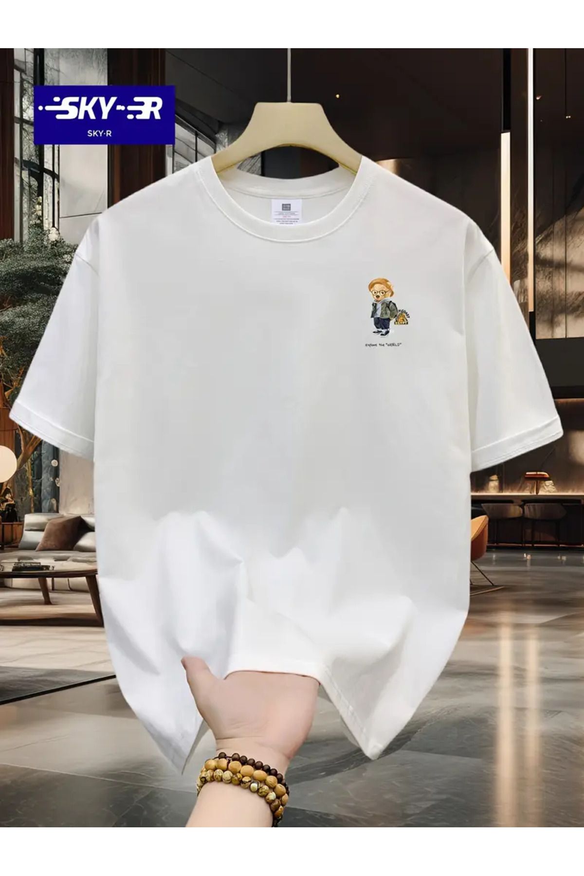 AEMİ Unisex Baskılı Oversize Bisiklet Yaka T-shirt