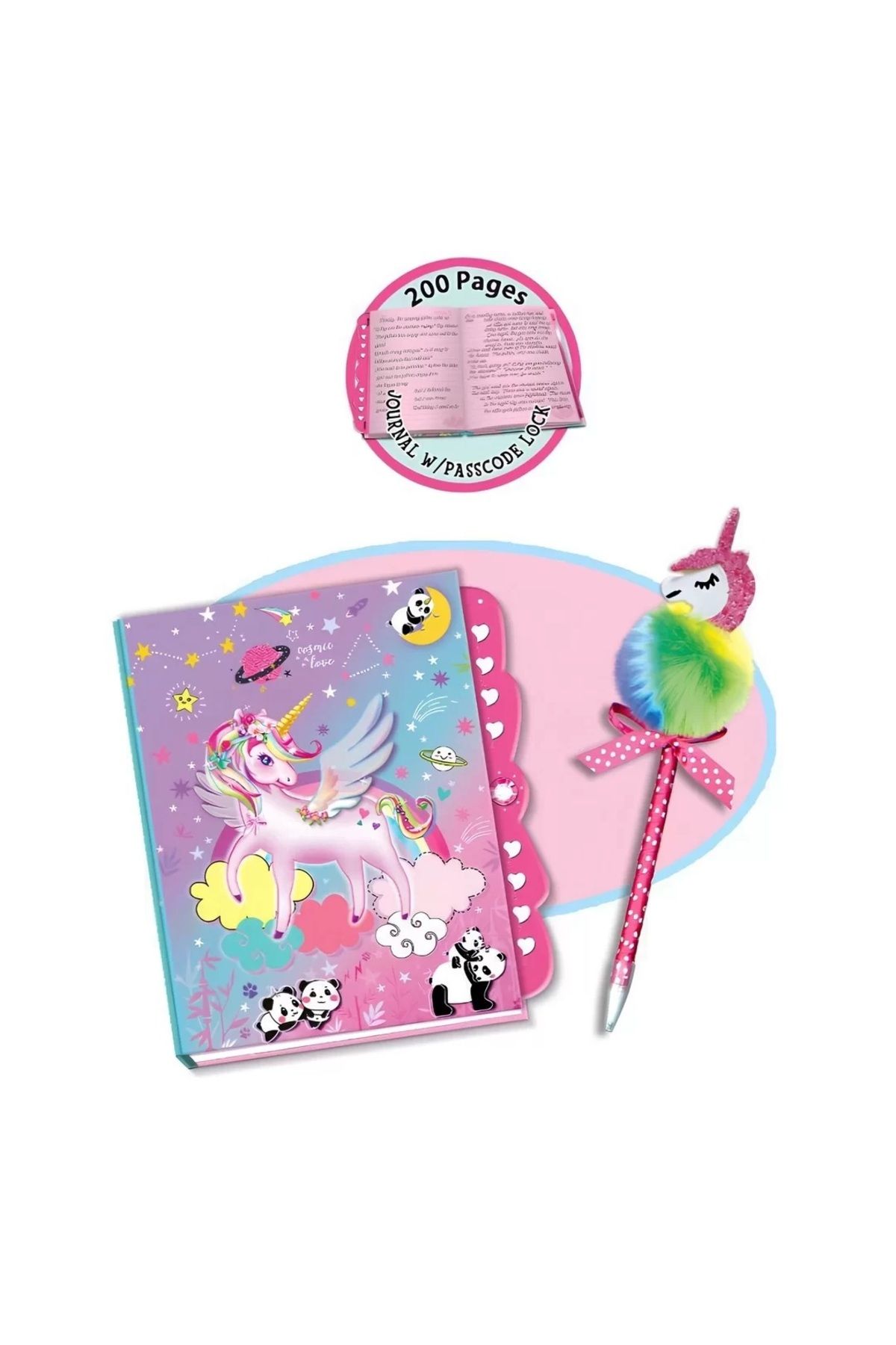 Muhcu Home Çocuklar İçin Harika Unicorn Tasarım Kalemli Günlük Defteri Seti