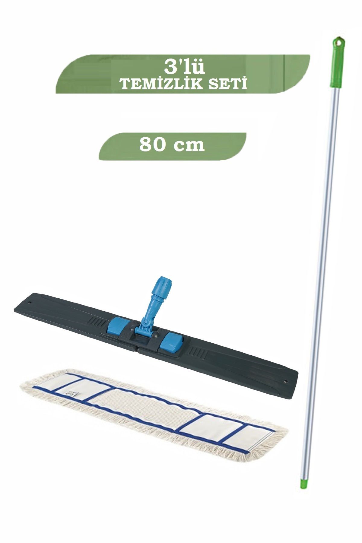 Maproworld 80 cm Mikrofiber Mop Paspas Temizlik Seti 3’lü – Yer Silme Aparatı + Mikrofiber Mop + Sap