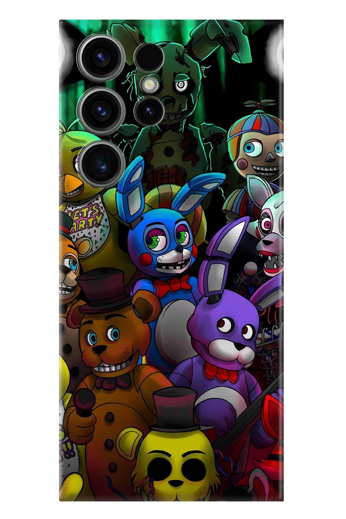 Lopard Samsung Galaxy S21 Ultra Tam Koruma Kılıf Covers 19 Five Nights at Freddy's Mor Sarı