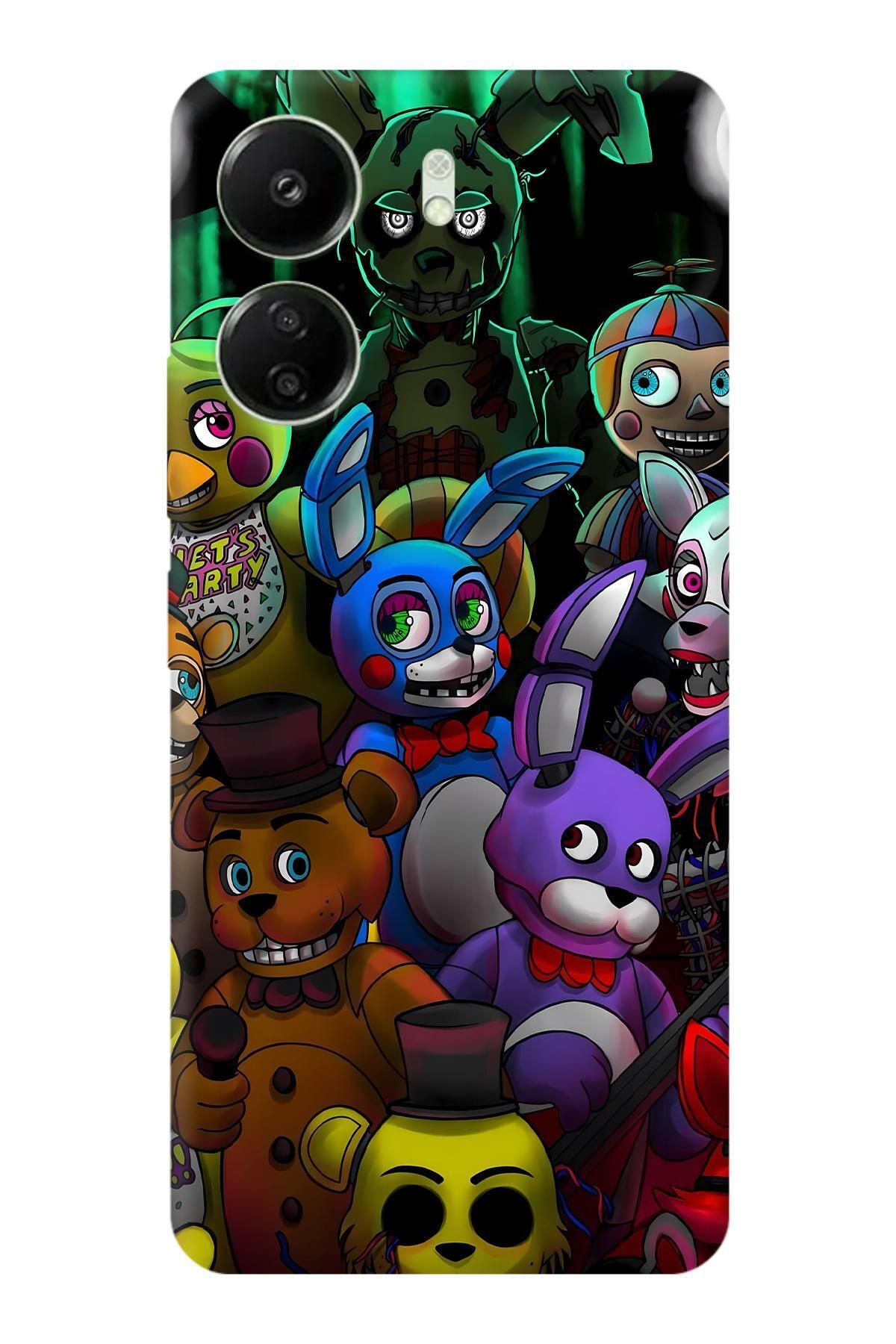 Lopard Xiaomi Redmi 13C Tam Koruma Kılıf Covers 19 Five Nights at Freddy's Mor Sarı