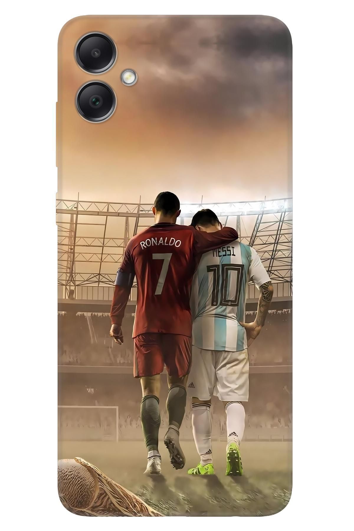 Lopard Samsung Galaxy A06 Tasarım Kılıf Covers 12 Lionel Messi & Ronaldo Kırmızı Beyaz