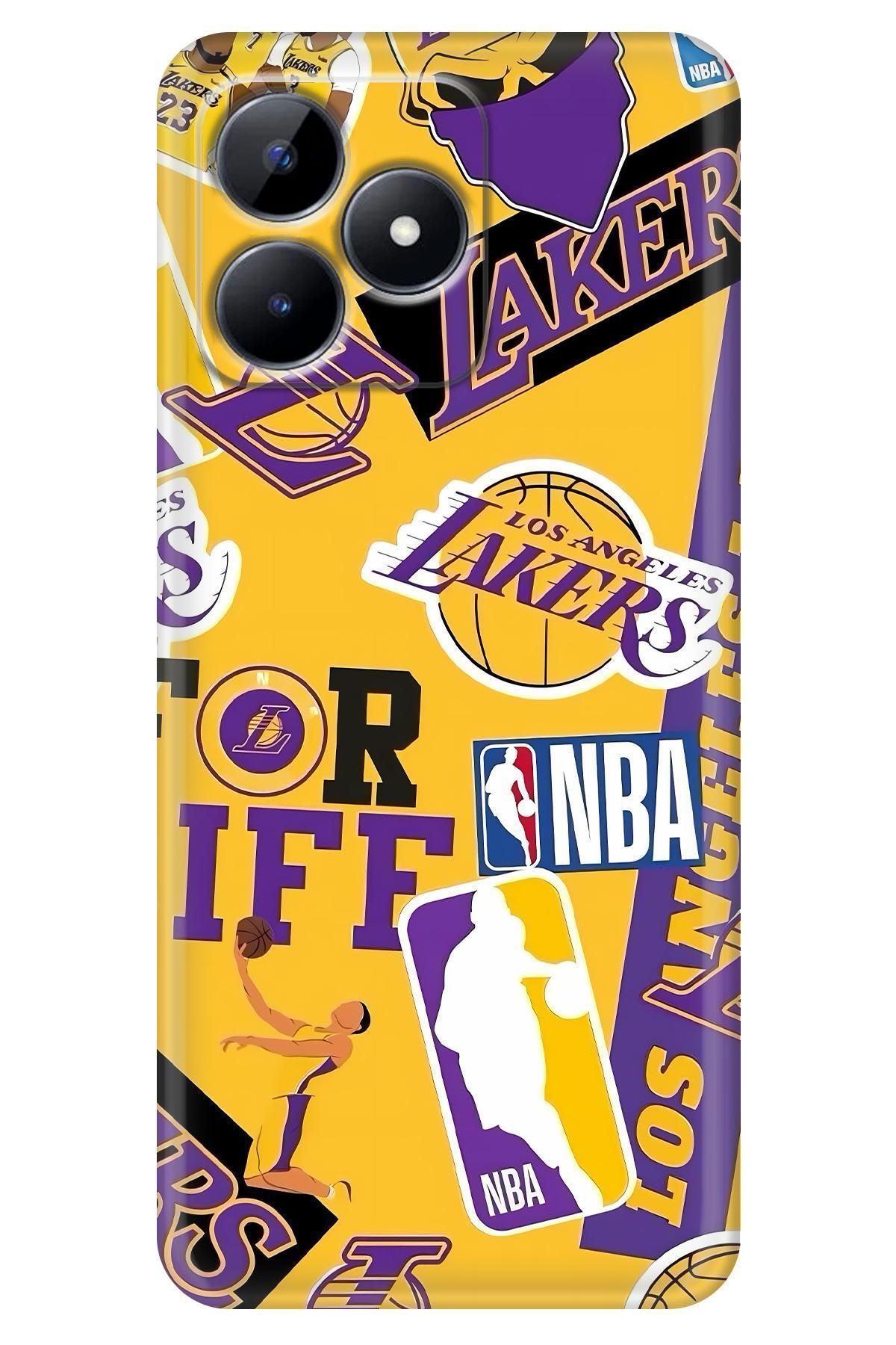 Lopard Realme Note 50 Hediyelik Kılıf Covers 16 Dlo Lakers Wallpaper Forma Sarı Mor