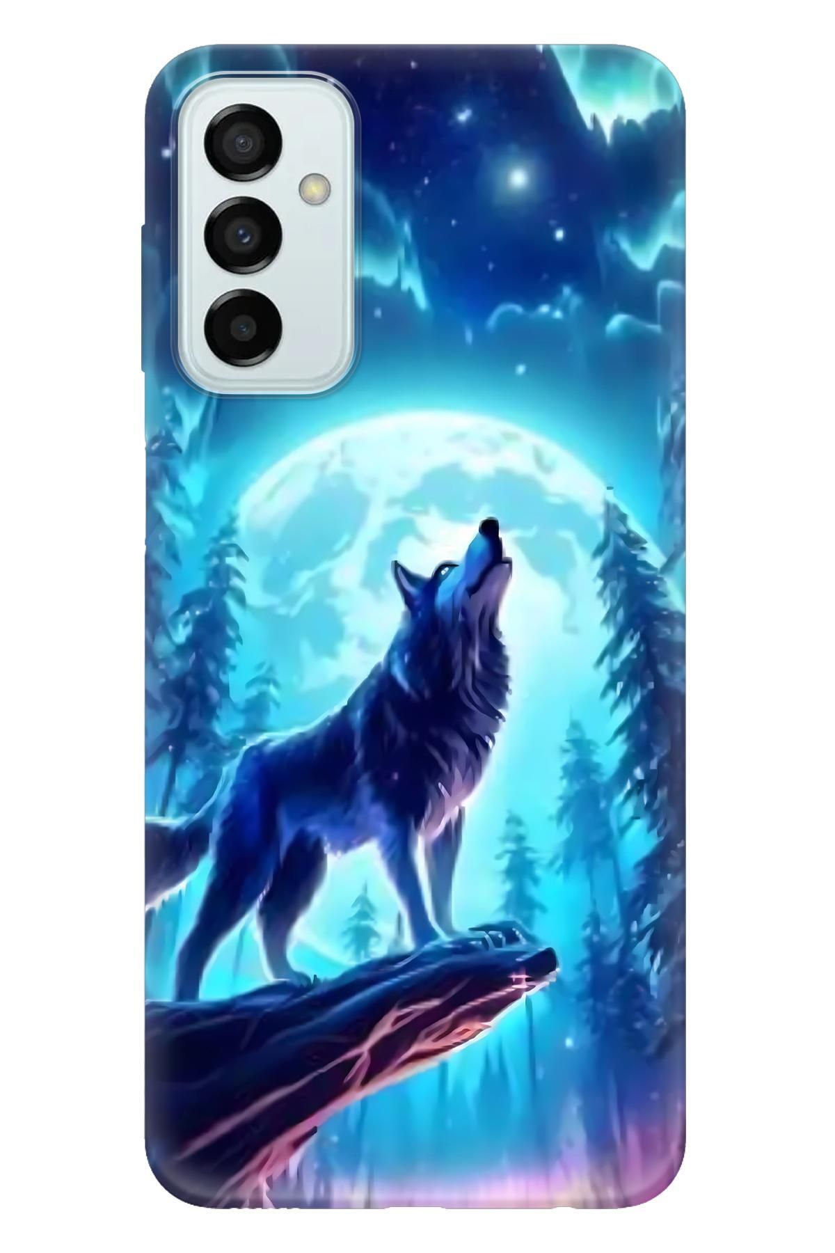 Lopard Samsung Galaxy M52 Hediyelik Kılıf Covers 46 Kurt Hilal Gece Mavi