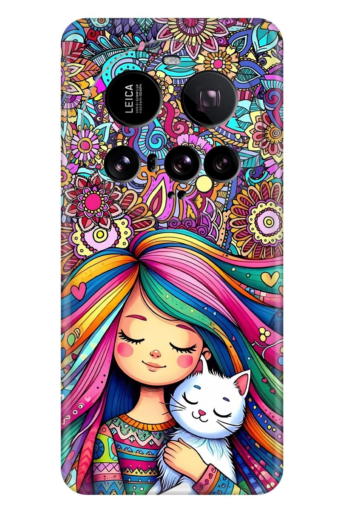 Lopard Xiaomi Mi 15 Ultra Full HD Kılıf Covers 40 Çocuk Kedi Pembe Mavi