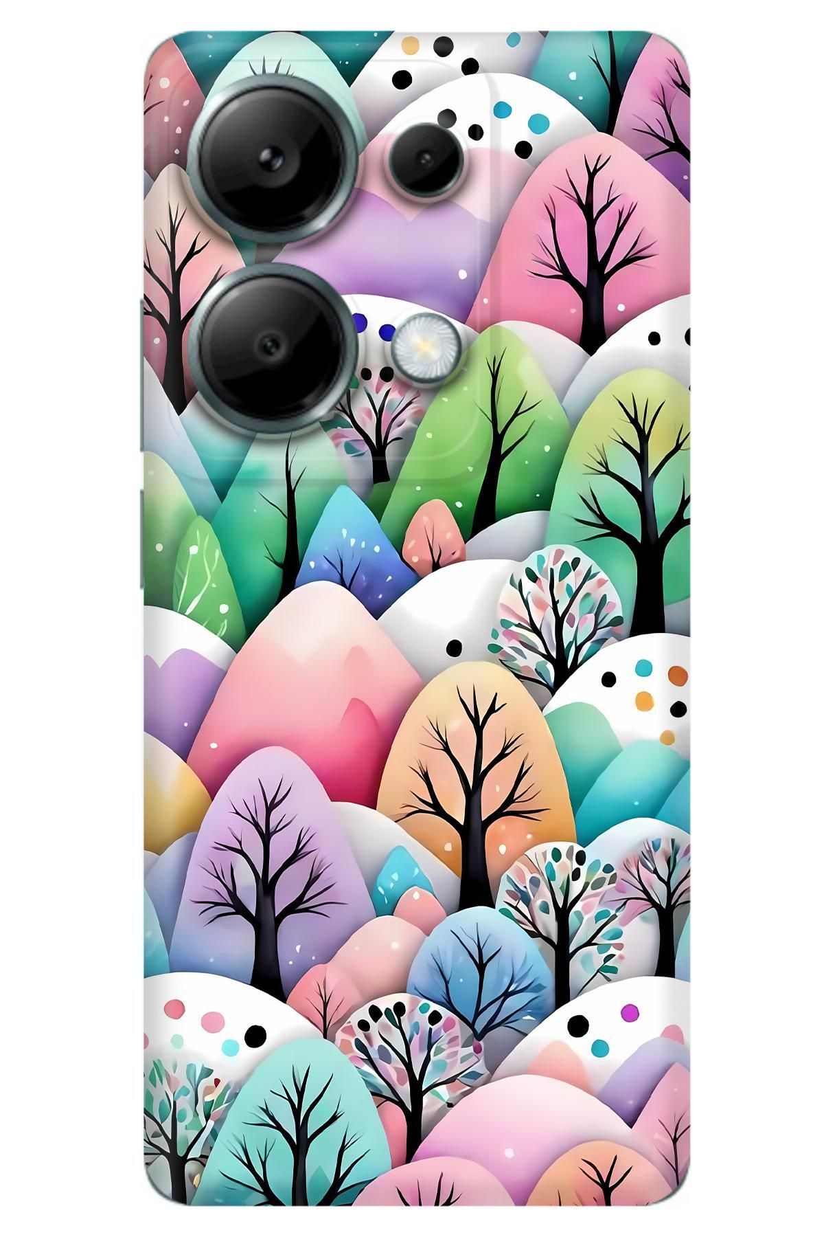 Lopard Xiaomi Redmi Note 13 Pro 4G UV Kılıf Covers 39 Pastel Çiçekli Ağaçlar