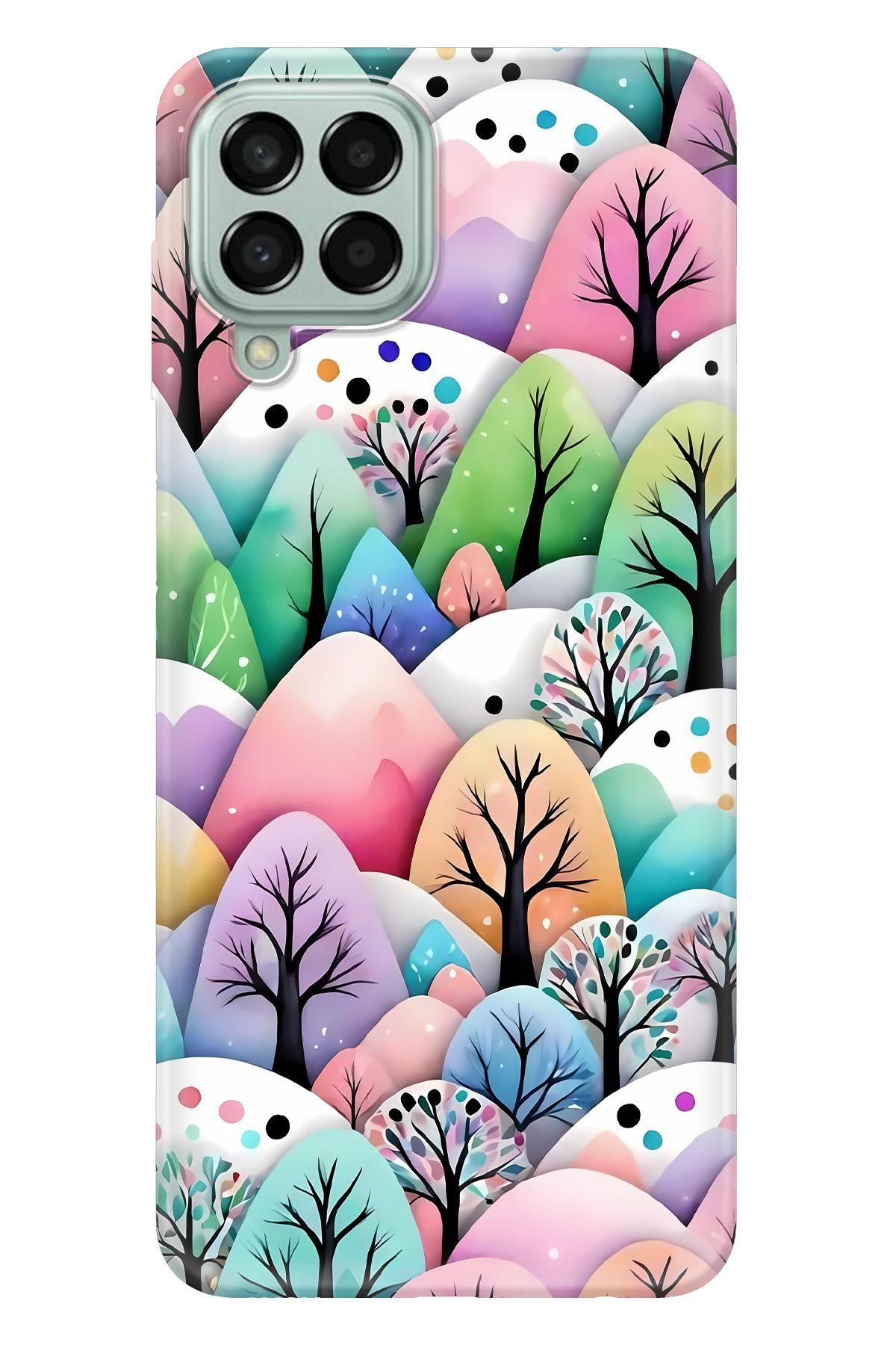 Lopard Samsung Galaxy M32 UV Kılıf Covers 39 Pastel Çiçekli Ağaçlar