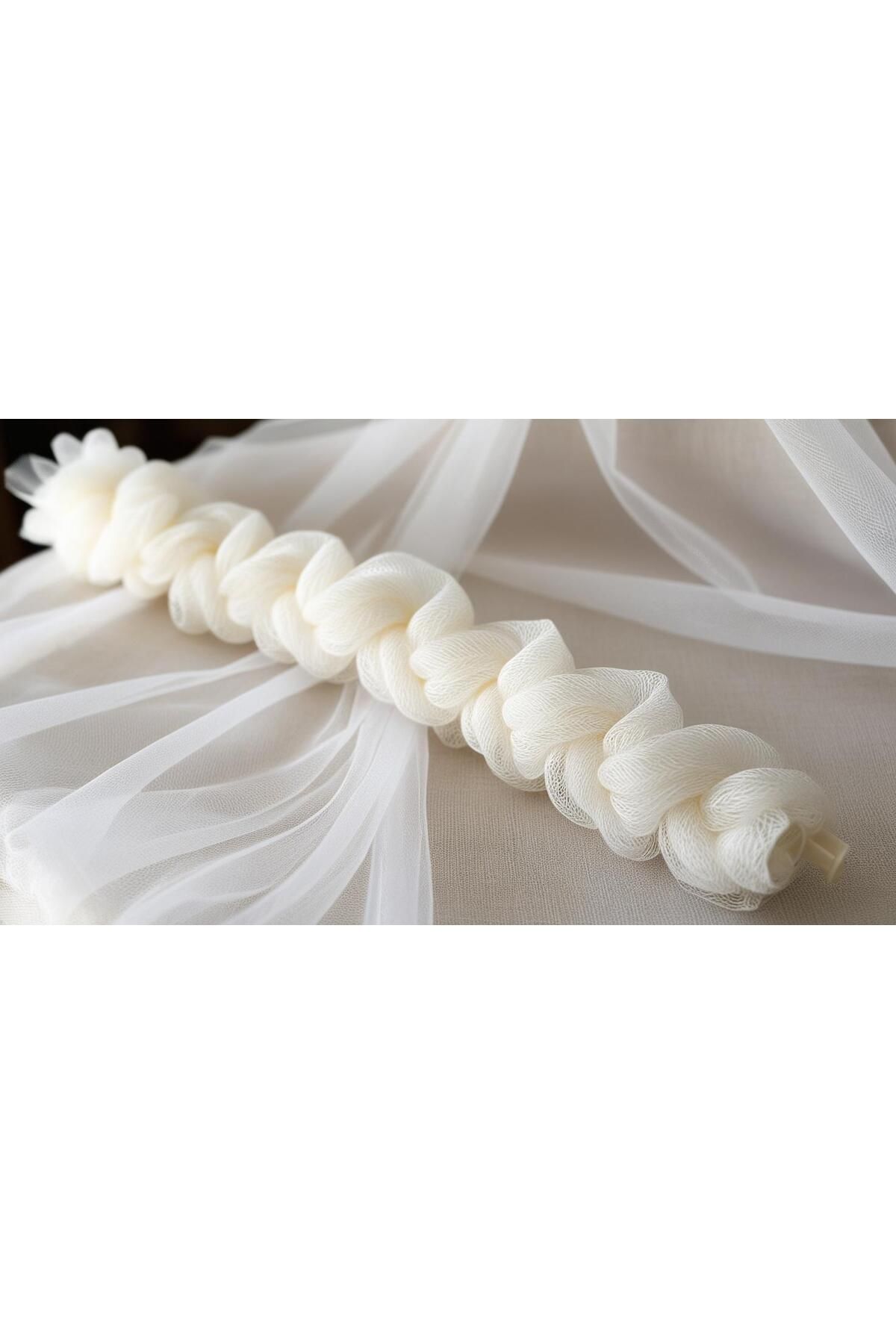Defne Kozmetik banyo lifi 40 cm uzunluğunda polyester örgü lif petek tül orta derece sertlik peeling etkili