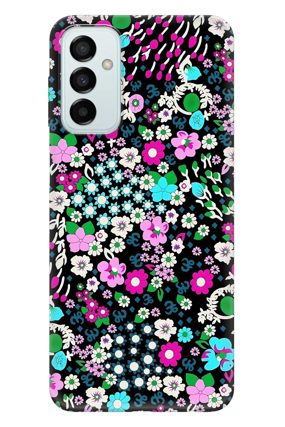 Lopard Samsung Galaxy M52 Yumuşak Kılıf Covers 47 Minik Çiçekler Su Yeşili