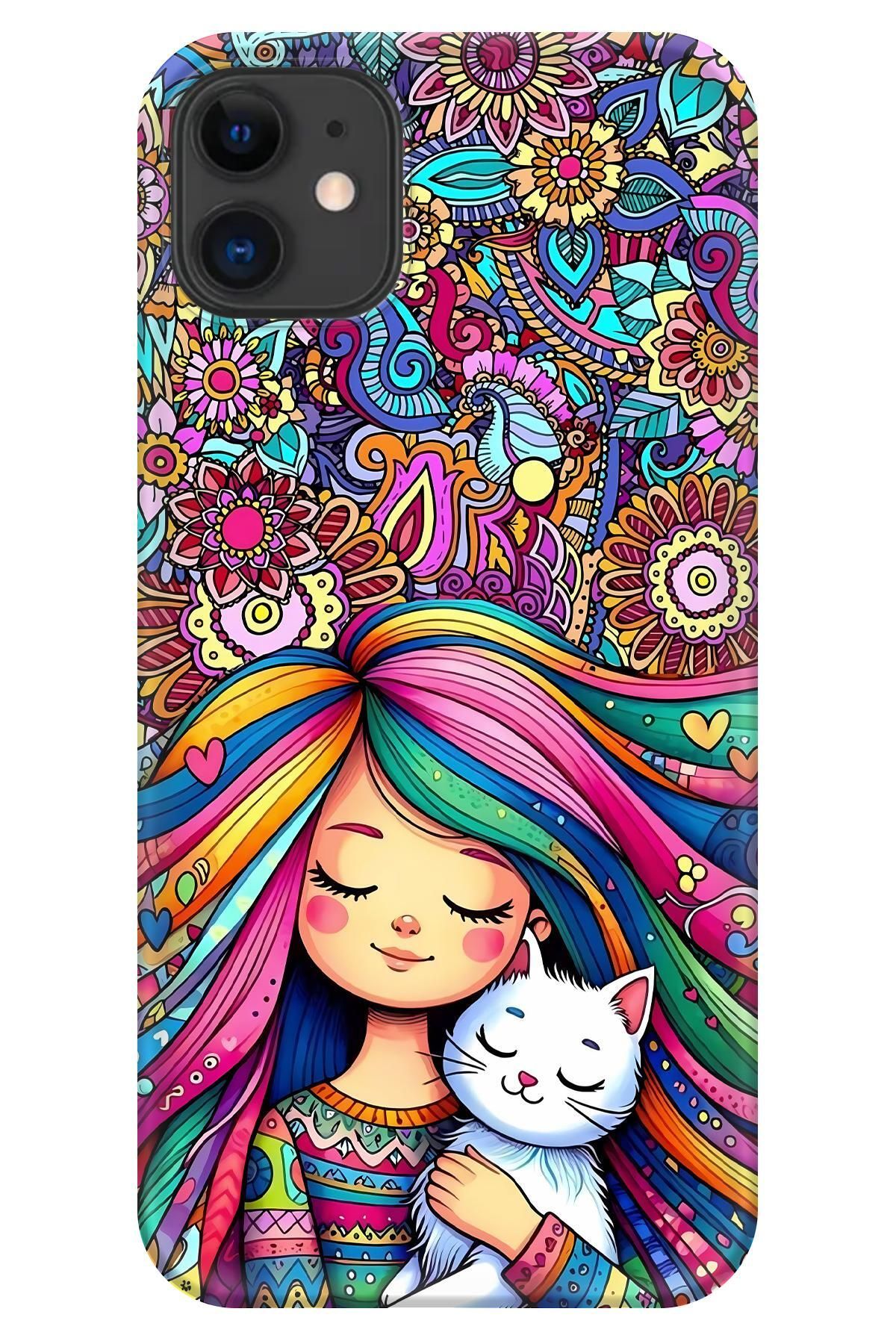 Lopard Apple iPhone 11 Full HD Kılıf Covers 40 Çocuk Kedi Pembe Mavi