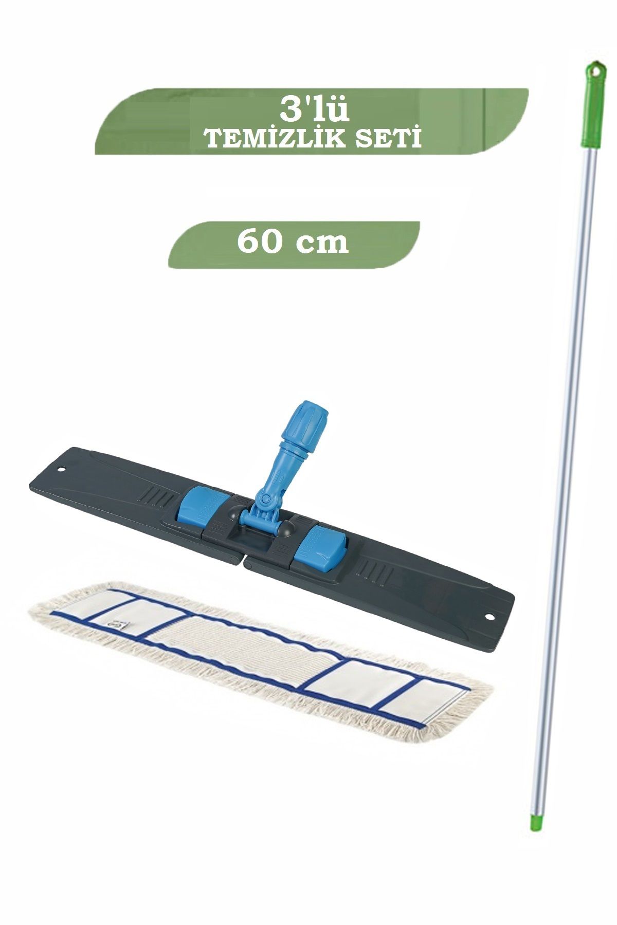 Maproworld 60 cm Mikrofiber Mop Paspas Temizlik Seti 3’lü – Yer Silme Aparatı + Mikrofiber Mop + Sap