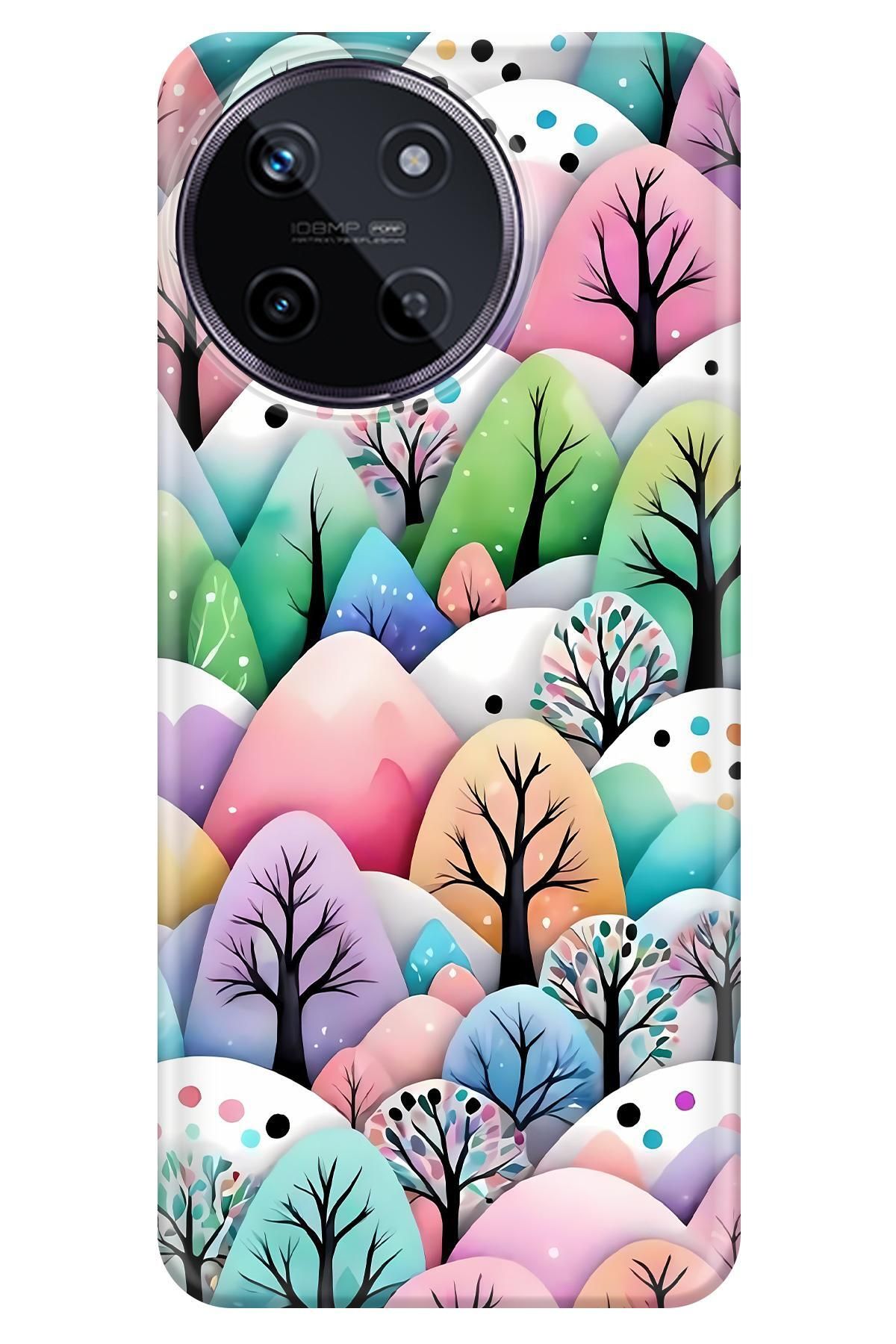 Lopard Realme 11 4G UV Kılıf Covers 39 Pastel Çiçekli Ağaçlar