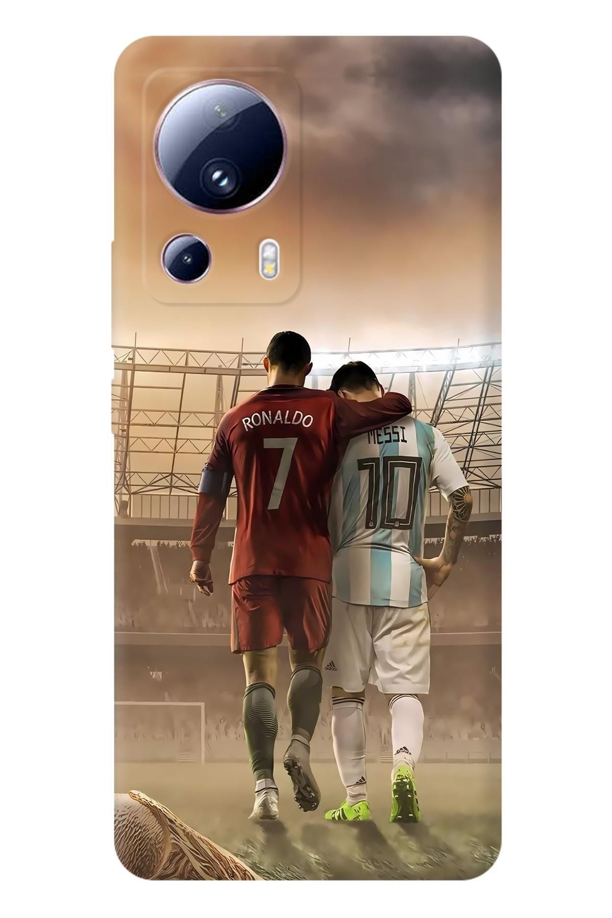 Lopard Xiaomi Mi 13 Lite Tasarım Kılıf Covers 12 Lionel Messi & Ronaldo Kırmızı Beyaz