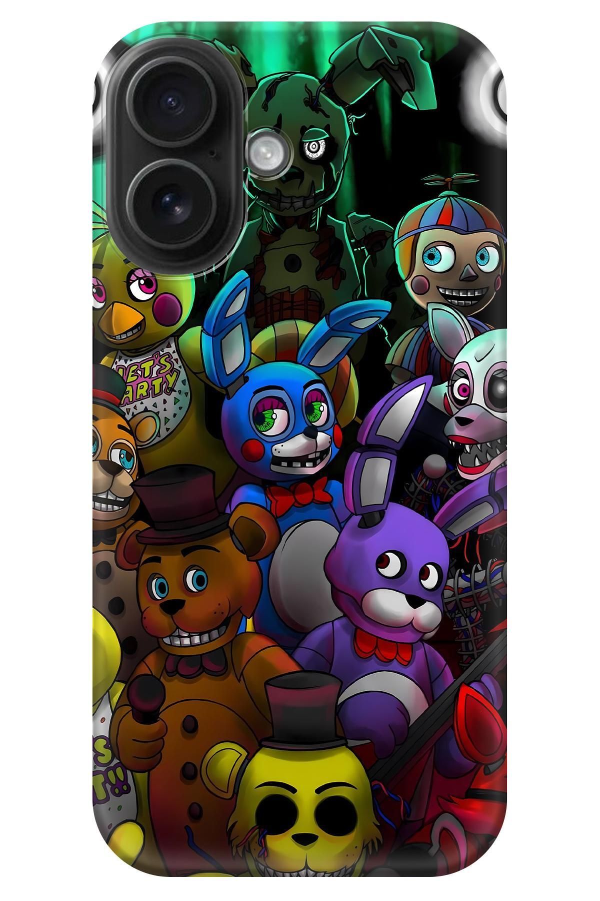 Lopard Apple iPhone 16 Plus Tam Koruma Kılıf Covers 19 Five Nights at Freddy's Mor Sarı