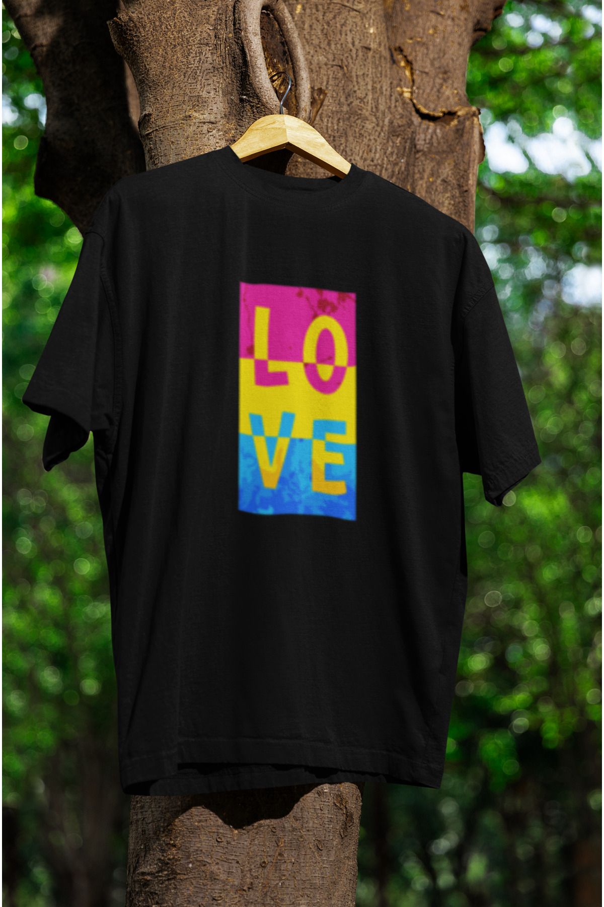 MG LOVE BASKILI UNISEX BİSİKLET YAKA PAMUKLU OVERSIZE KALIP KISA KOLLU T-SHIRT