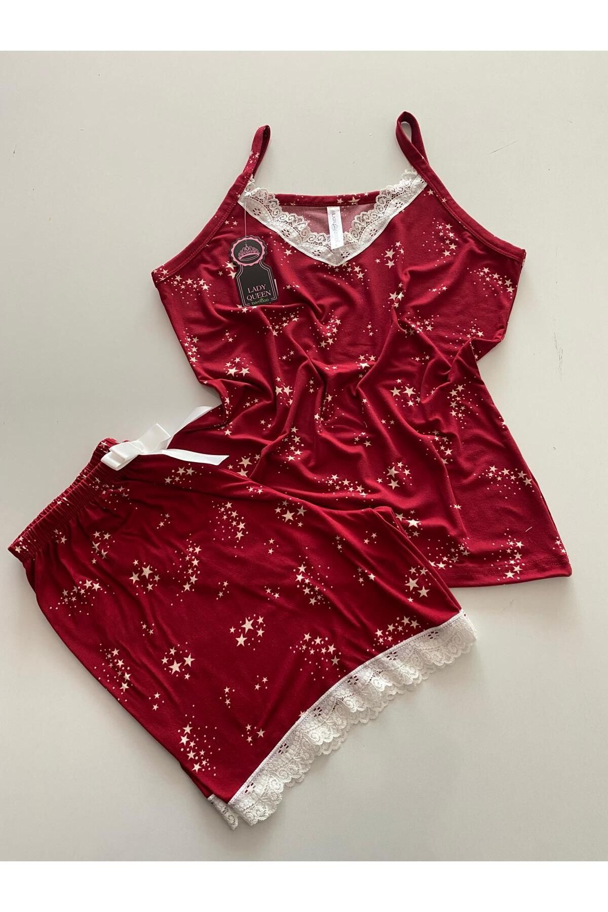 Lady Queen milan dantelli şortlu pijama takımı