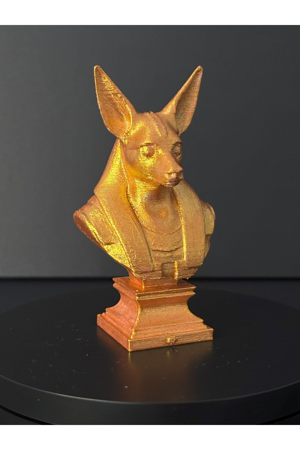 Gragold3Design Antik Altın Renkli Anubis Büstü Dekoratif Obje – Mısır Temalı Heykel