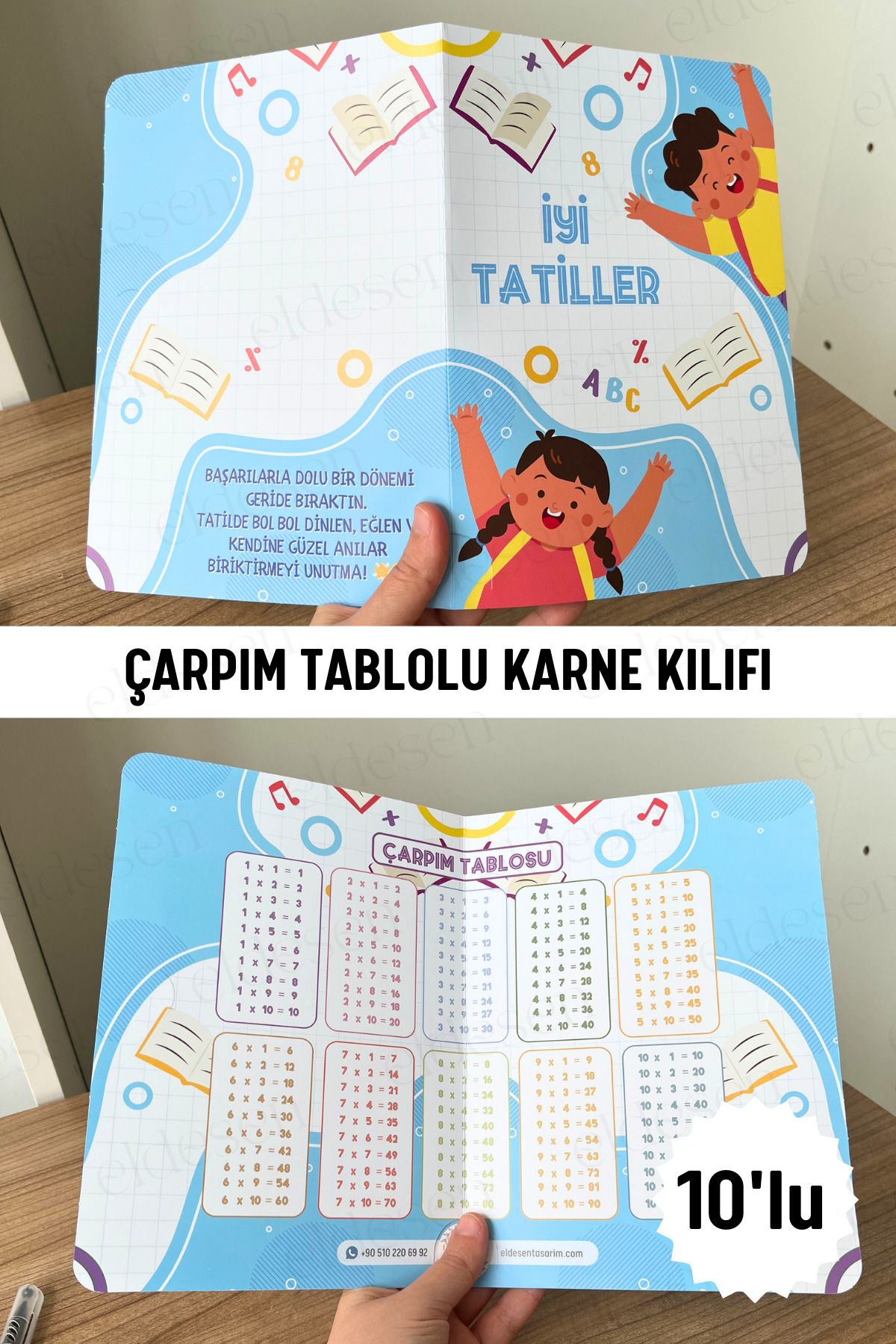 Eldesen Tasarım 10 Adet Karne Kılıfı 23x33cm Okul Mezuniyet Hediyesi Karne Hediyesi