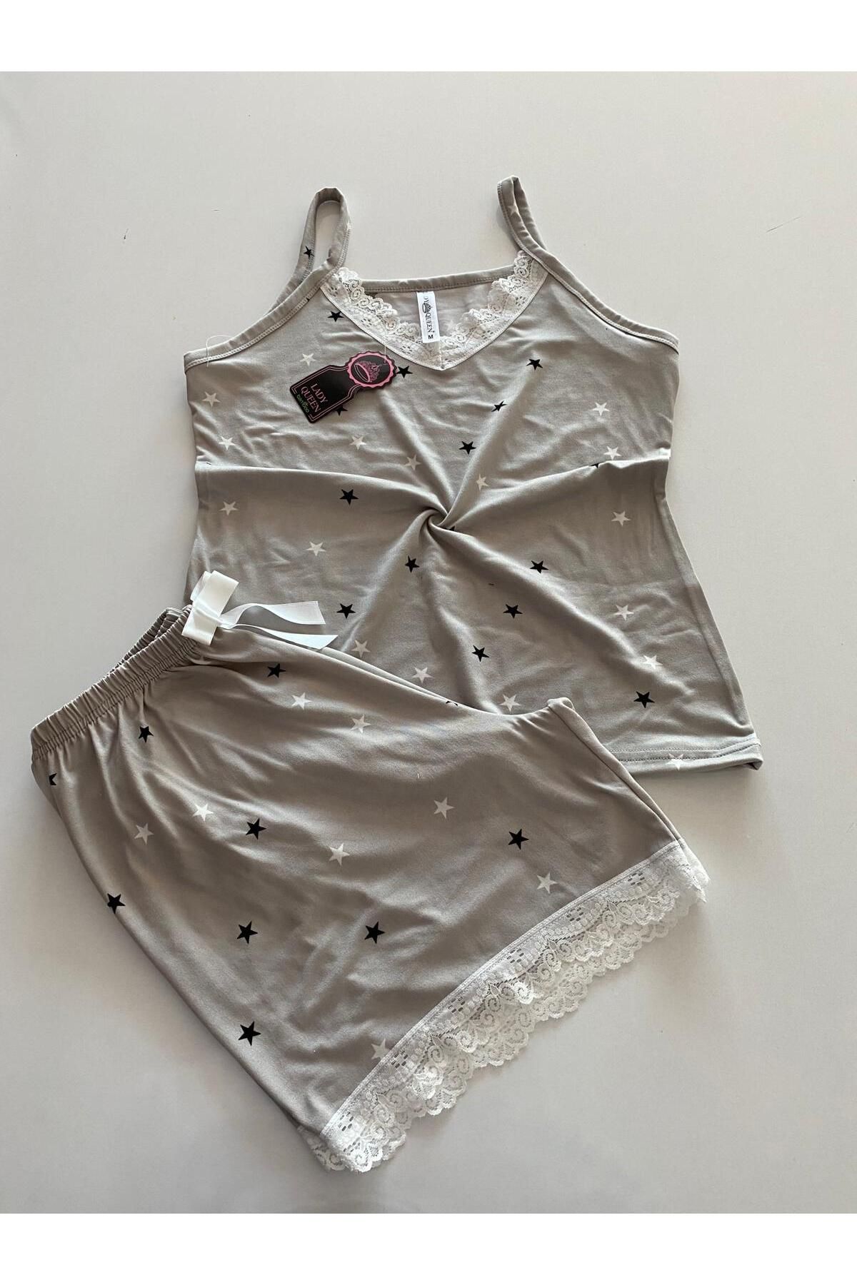 Lady Queen milan dantelli şortlu pijama takımı