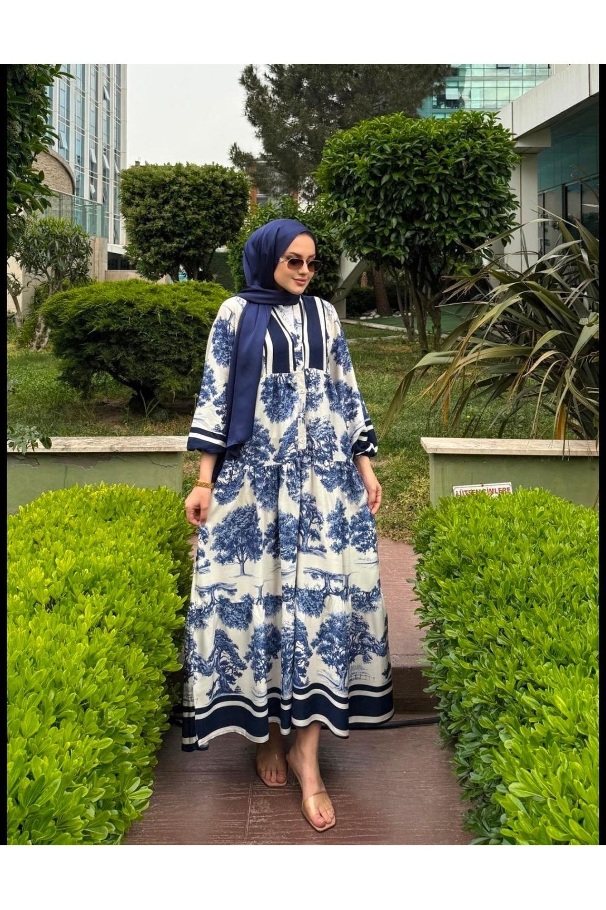 ASHILDA KADIN DESENLİ PAMUK ELBİSE