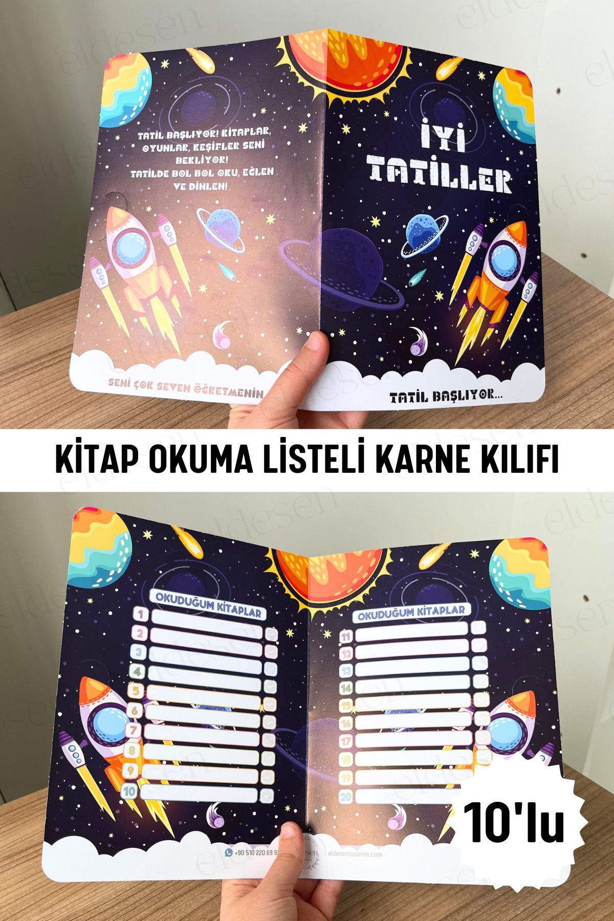 Eldesen Tasarım 10 Adet Karne Kılıfı 23x33cm Okul Mezuniyet Hediyesi Karne Hediyesi