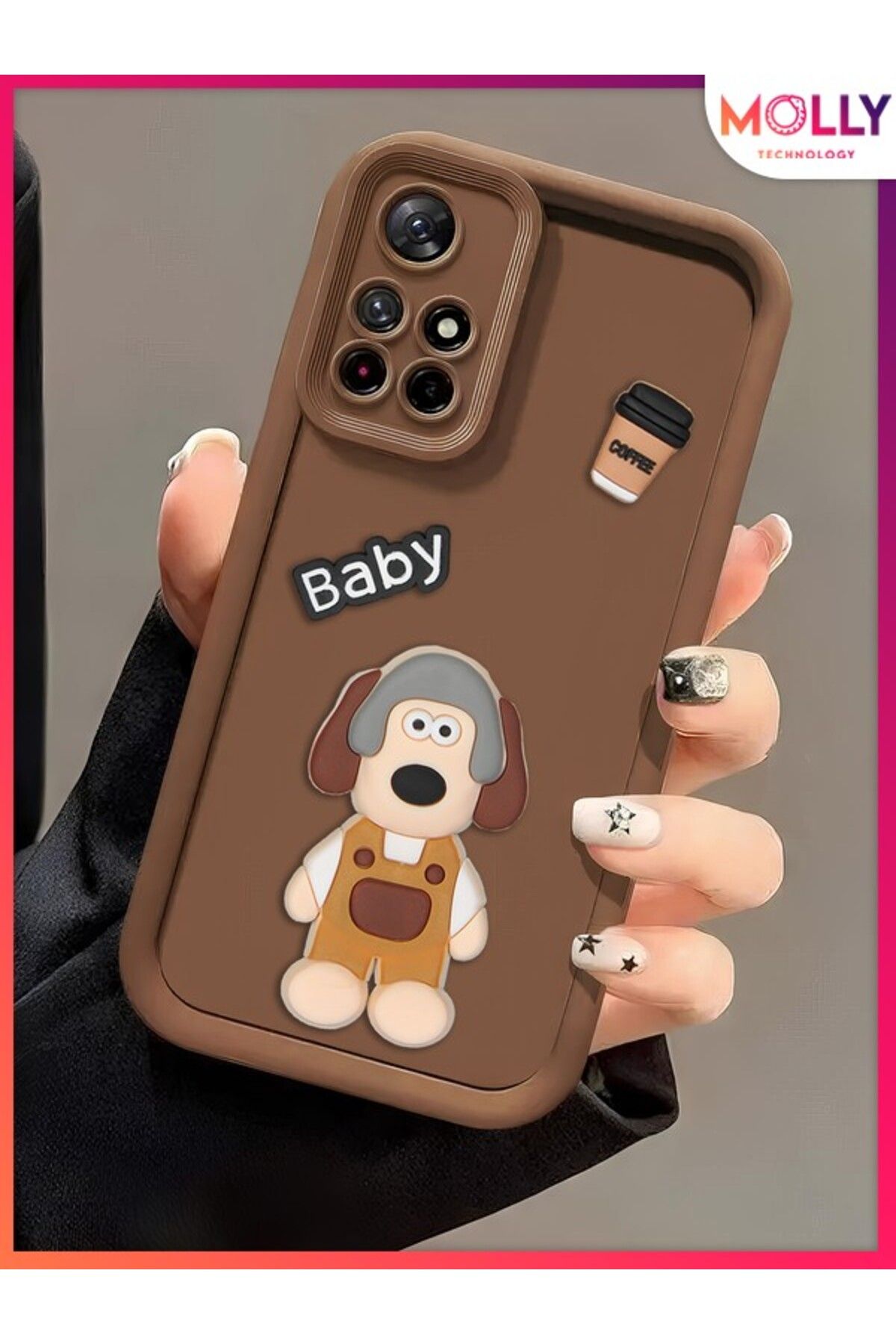 Molly Xiaomi Redmi 10 2022 İçin Fallow Kenarları Kalın 3d Kabartmalı Sevimli Dog Gromit Silikon Kılıf