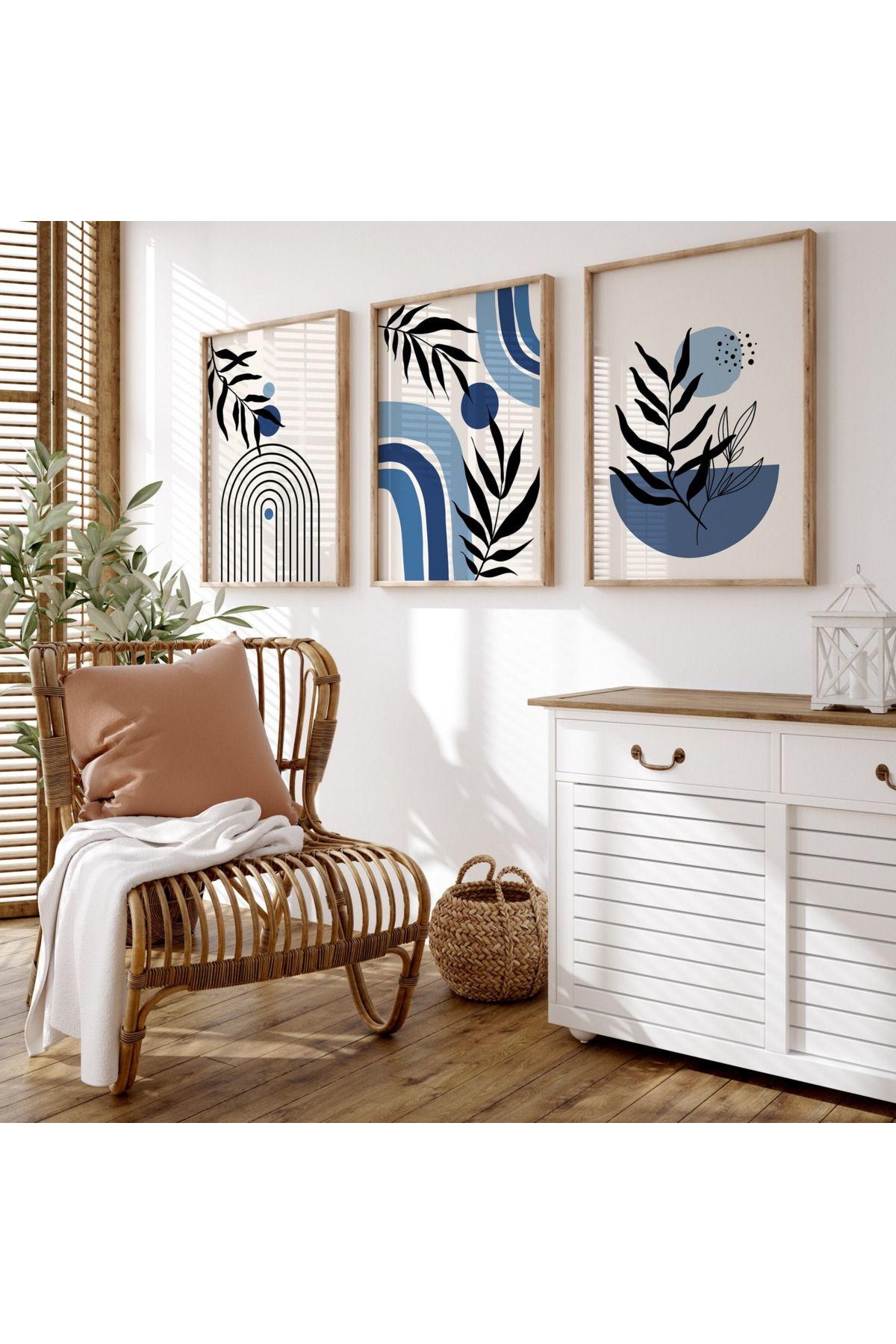 Tuba Decor 3 Parça Ahşap Çerçeve Görünümlü MDF Poster Tablo Seti