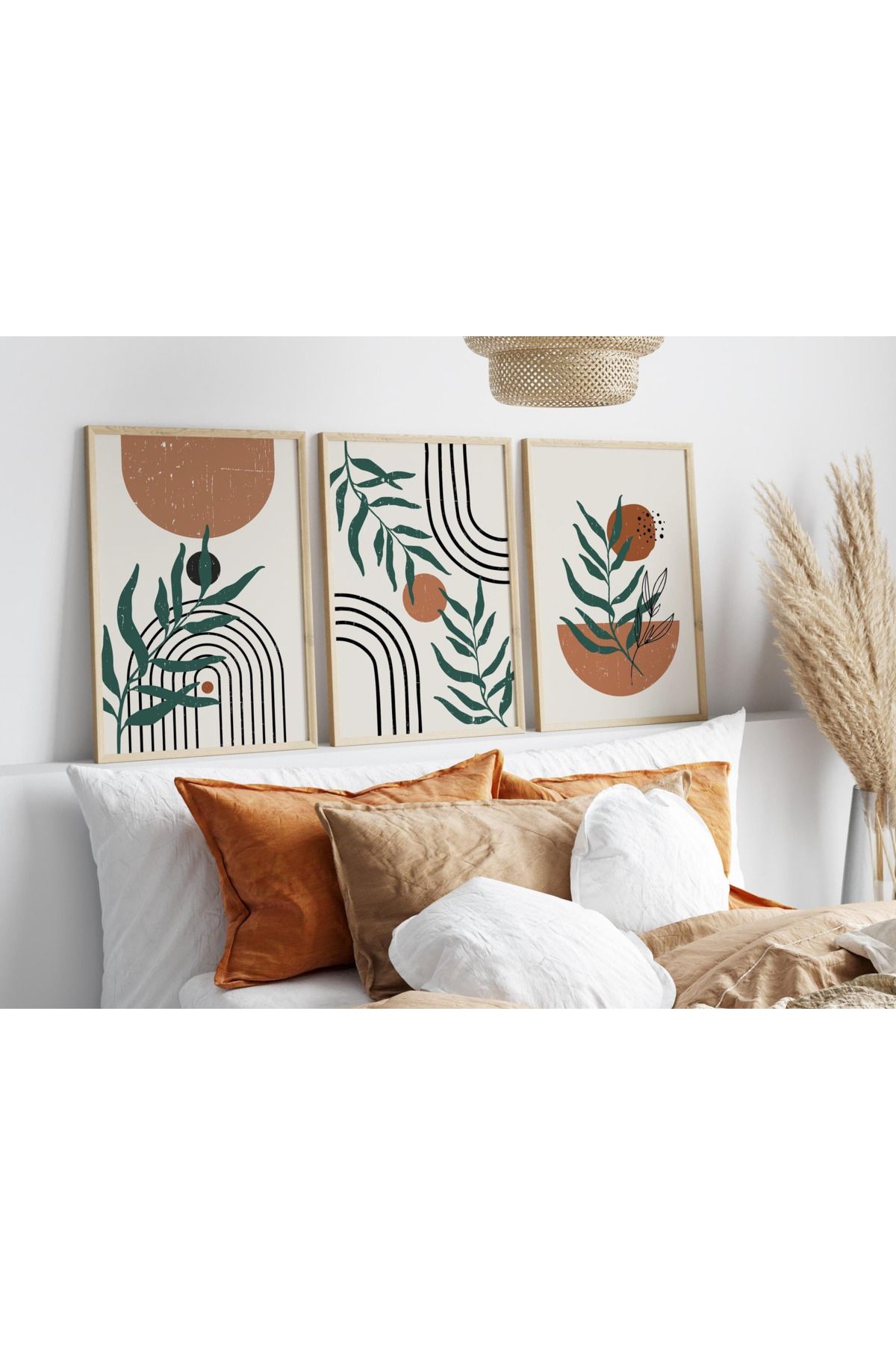 Tuba Decor 3 Parça Ahşap Çerçeve Görünümlü MDF Poster Tablo Seti