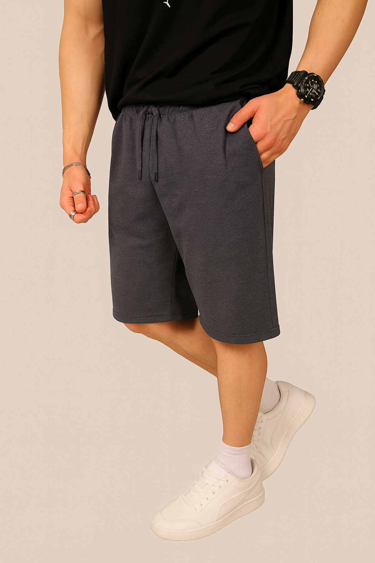 EydaMoon-Men's Bermuda Regular 2 Thread Basic Summer Relaxed Cut Shorts 4