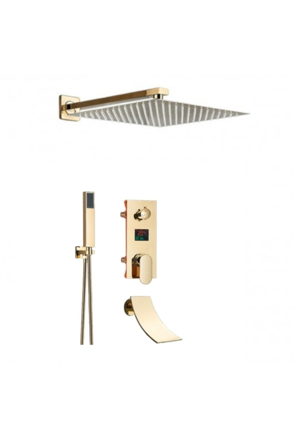 Blackswan Design-Set baterie dus, Blackswan, Tip M60.13, model auriu lucios cu pipa cascada, dimensiune 30 cm 1